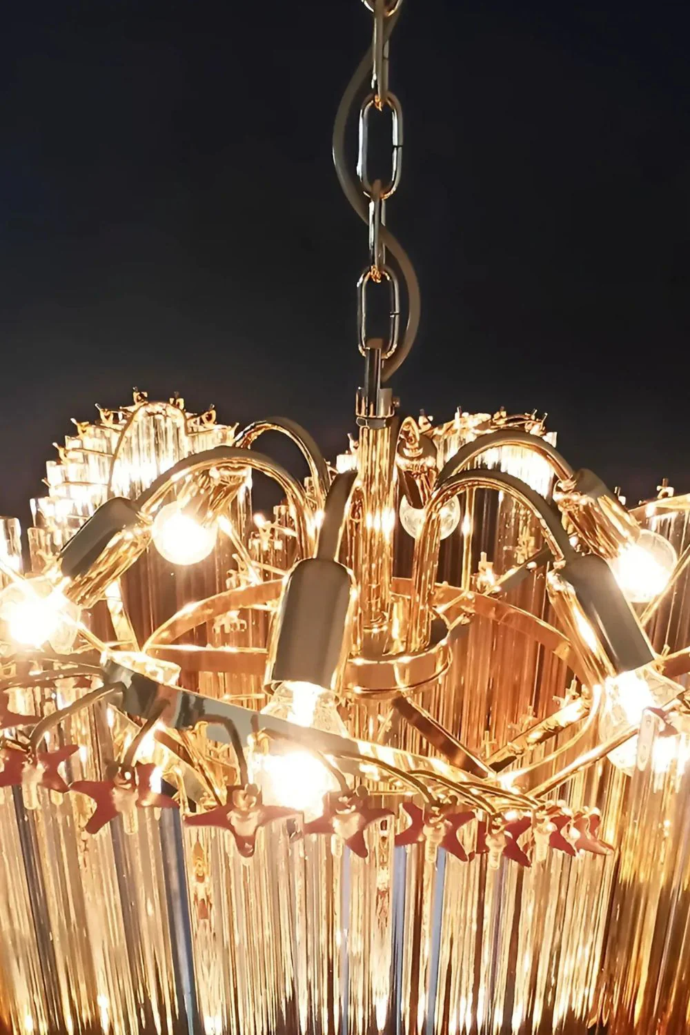 Shaded Amber Art Crystal Prism Chandelier - Image 14