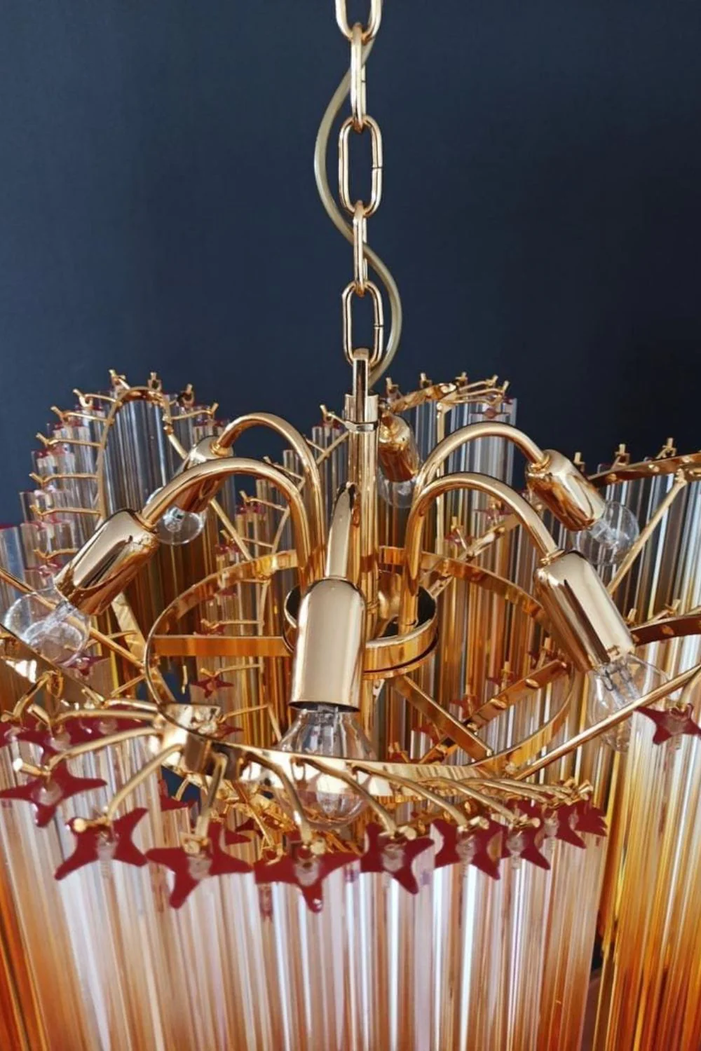 Shaded Amber Art Crystal Prism Chandelier - Image 15