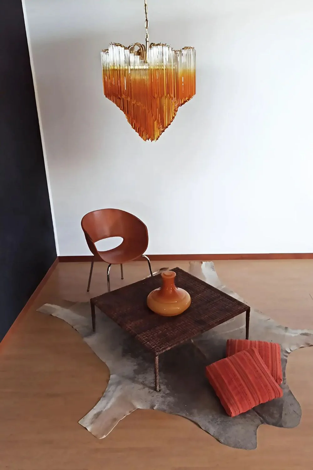 Shaded Amber Art Crystal Prism Chandelier - Image 2