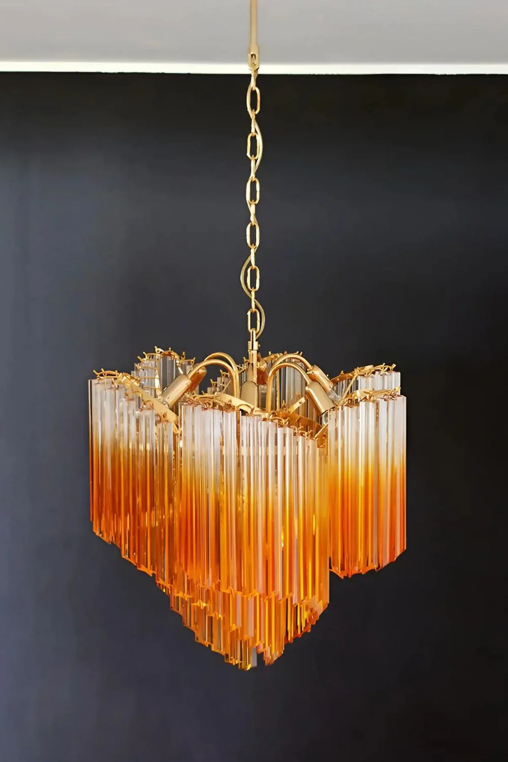 Shaded Amber Art Crystal Prism Chandelier - Image 4