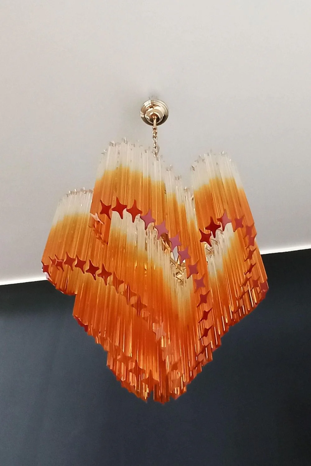 Shaded Amber Art Crystal Prism Chandelier - Image 5
