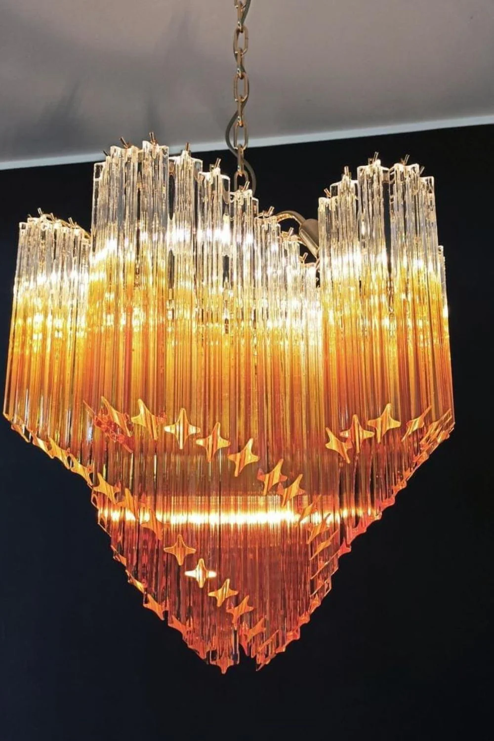 Shaded Amber Art Crystal Prism Chandelier - Image 6