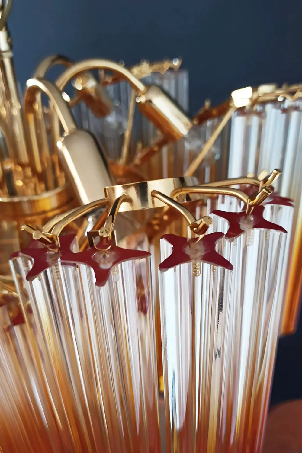 Shaded Amber Art Crystal Prism Chandelier - Image 8