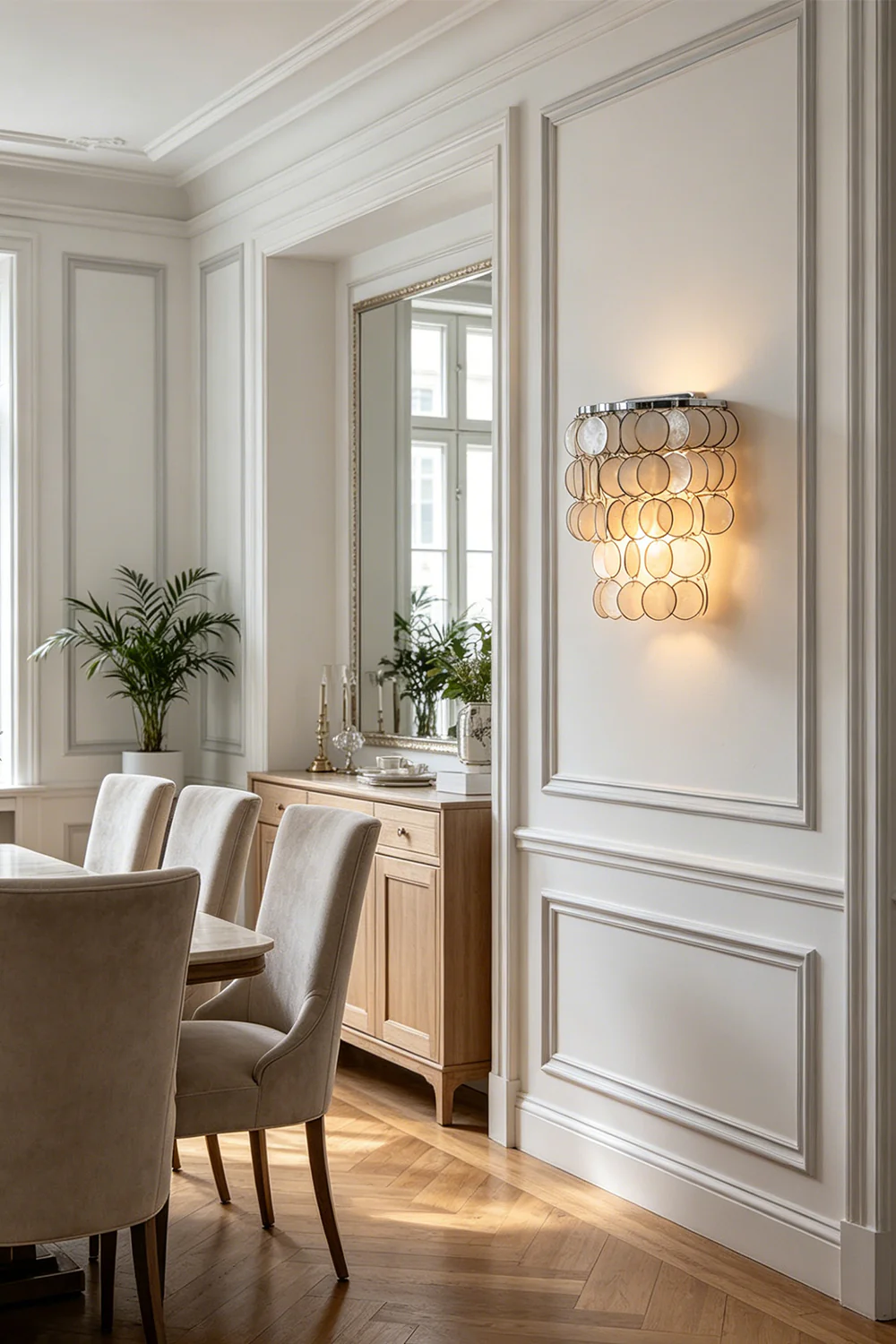 Shimmering Round Capiz Wall Lamp - Image 4