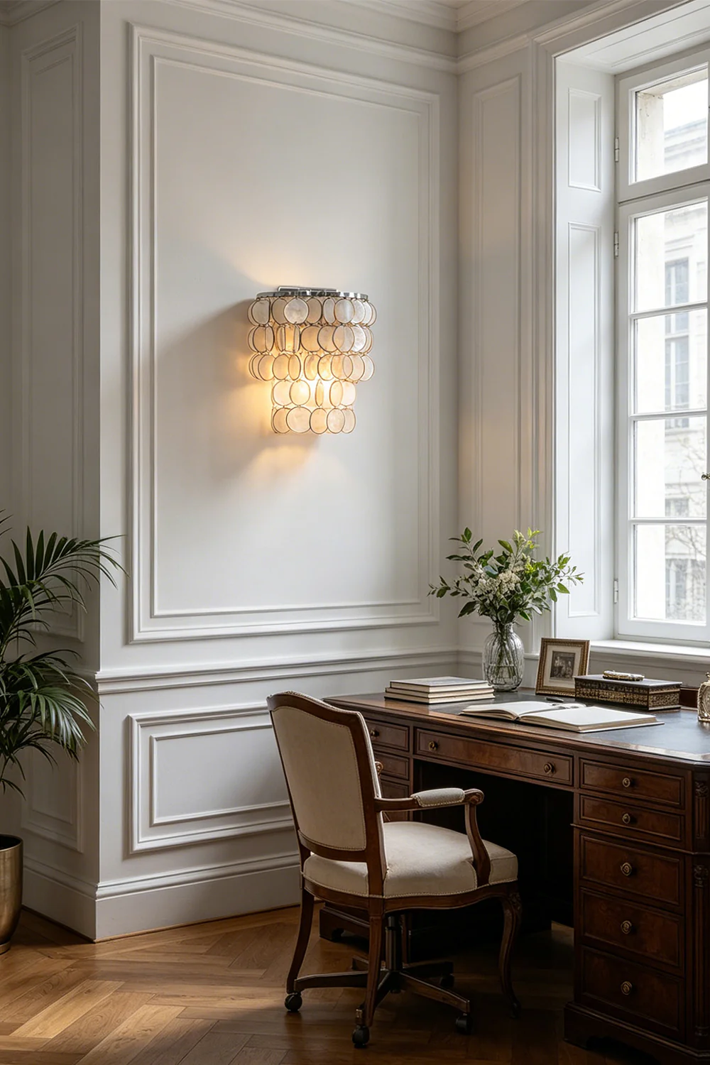 Shimmering Round Capiz Wall Lamp - Image 6