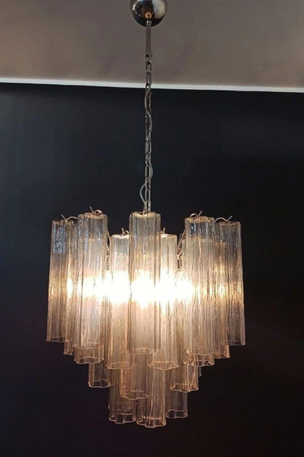 Smoked Art Glass 36-Tube Chandelier - Image 3