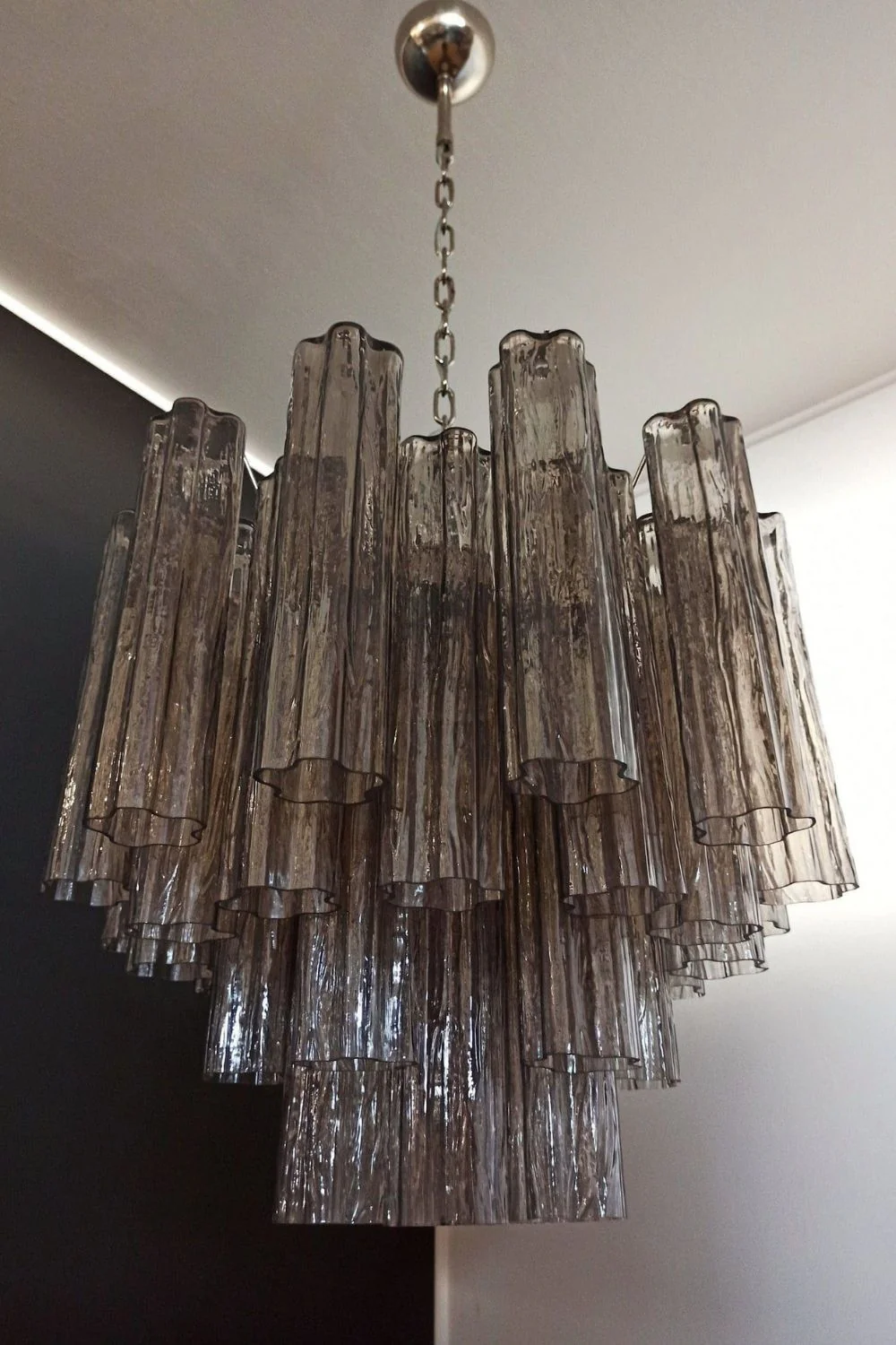 Smoked Art Glass 36-Tube Chandelier - Image 6