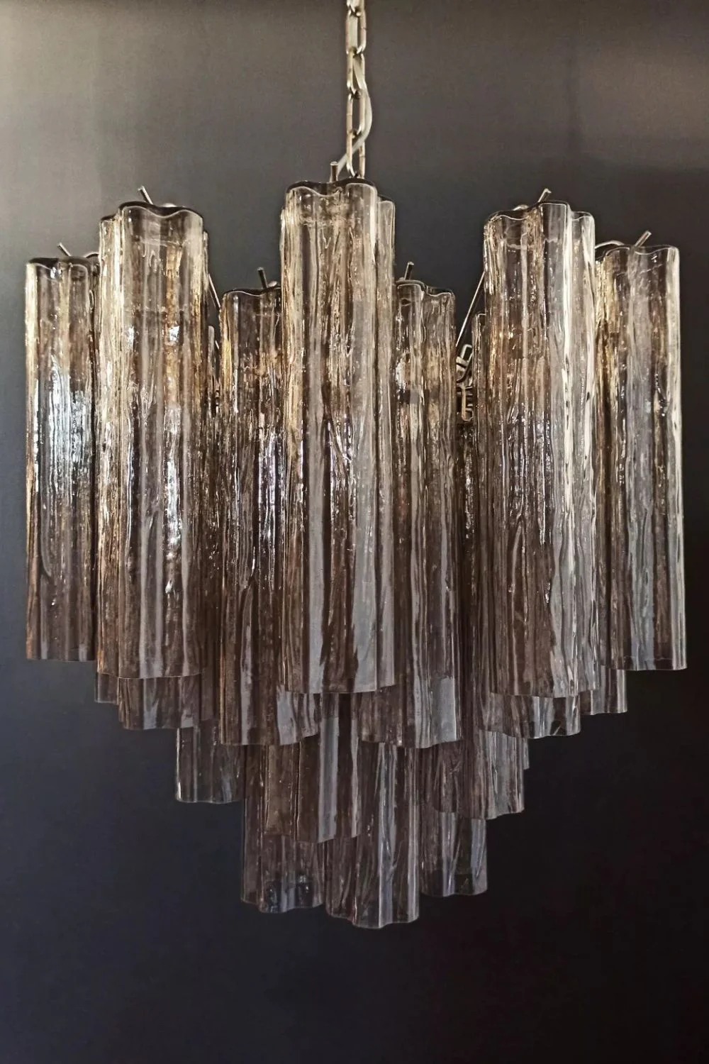 Smoked Art Glass 36-Tube Chandelier - Image 7