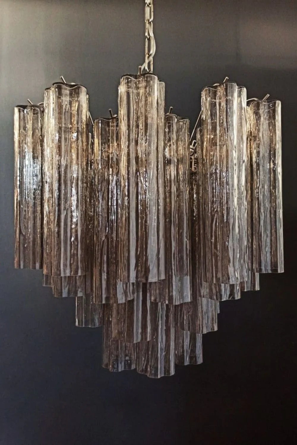 Smoked Art Glass 36-Tube Chandelier - Image 8
