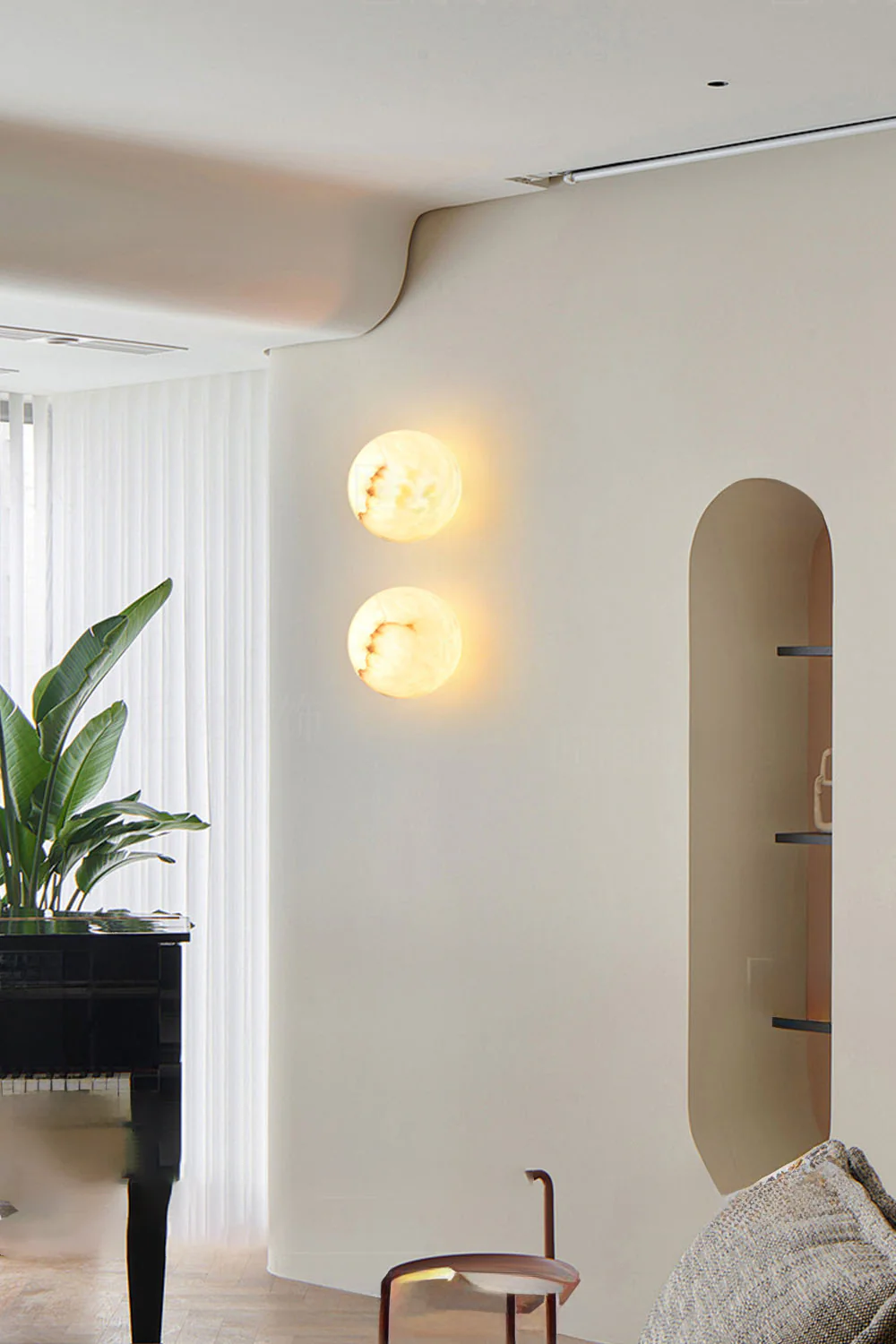 Snow-Vein Stone Globe Wall Lamp - Image 2