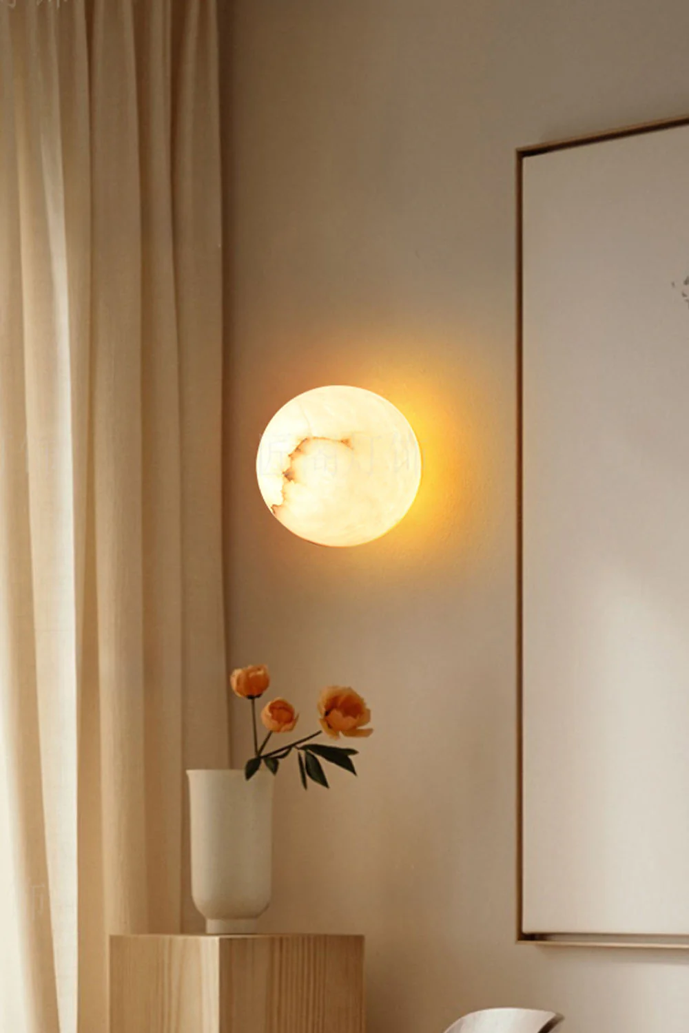 Snow-Vein Stone Globe Wall Lamp - Image 6