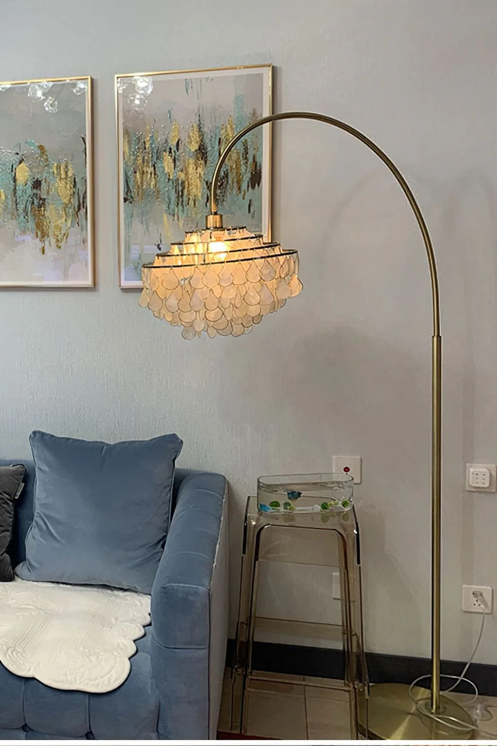 Teardrops Capiz Arc Floor Lamp - Image 17