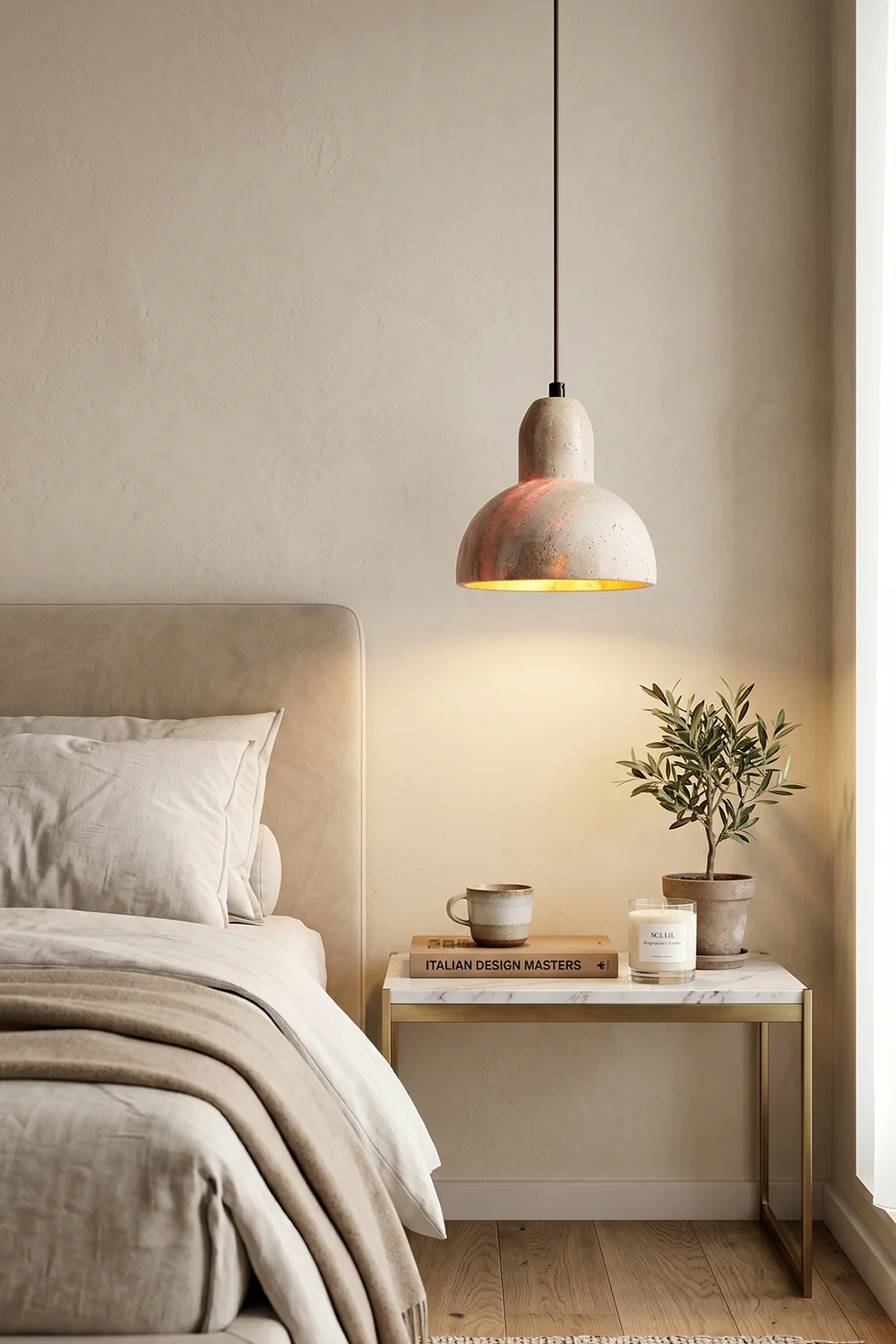 Tectonic Vein Travertine Pendant Light - Image 2