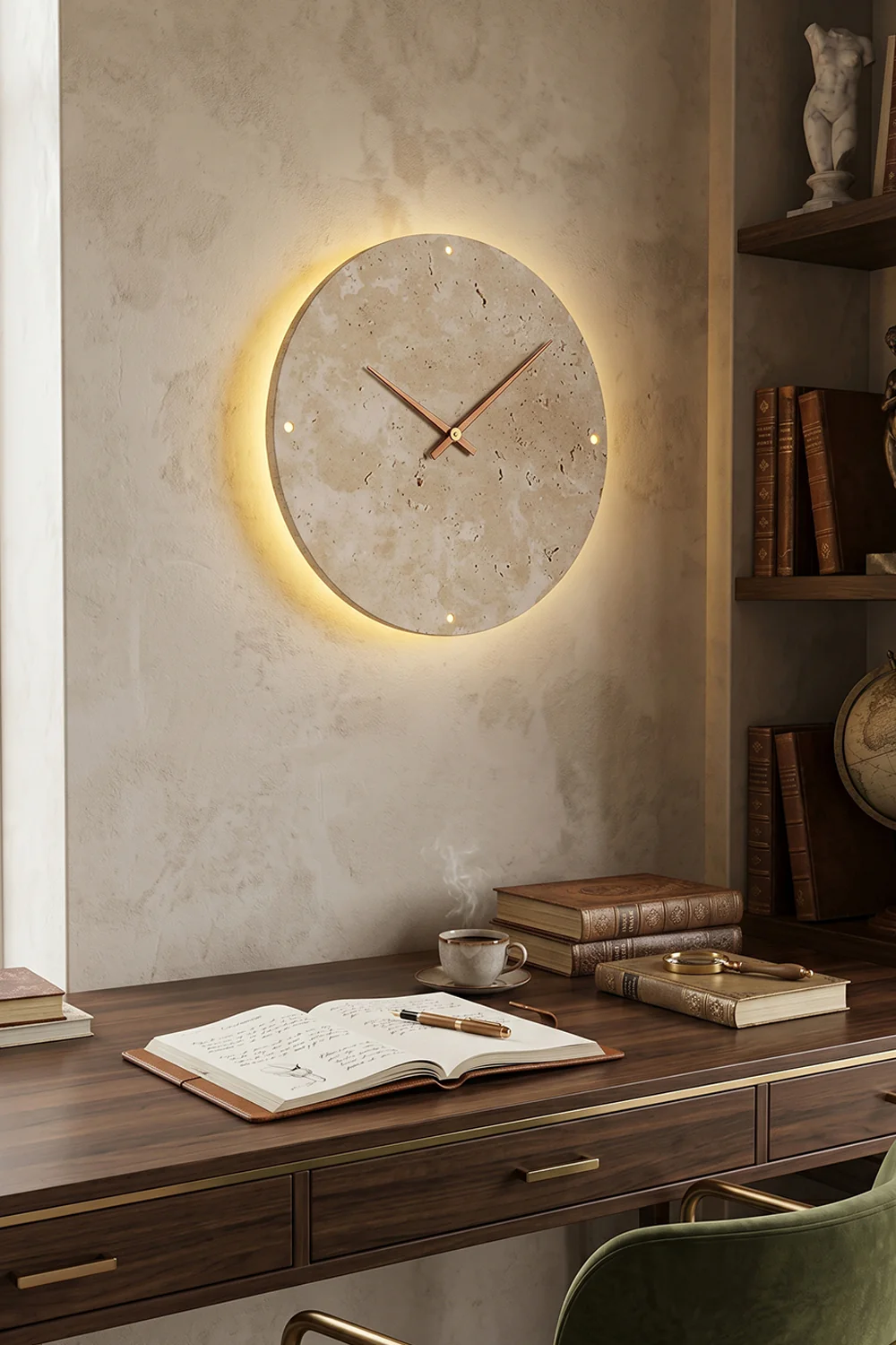 Temporal Epoch Travertine & Wood Wall Lamp - Image 4
