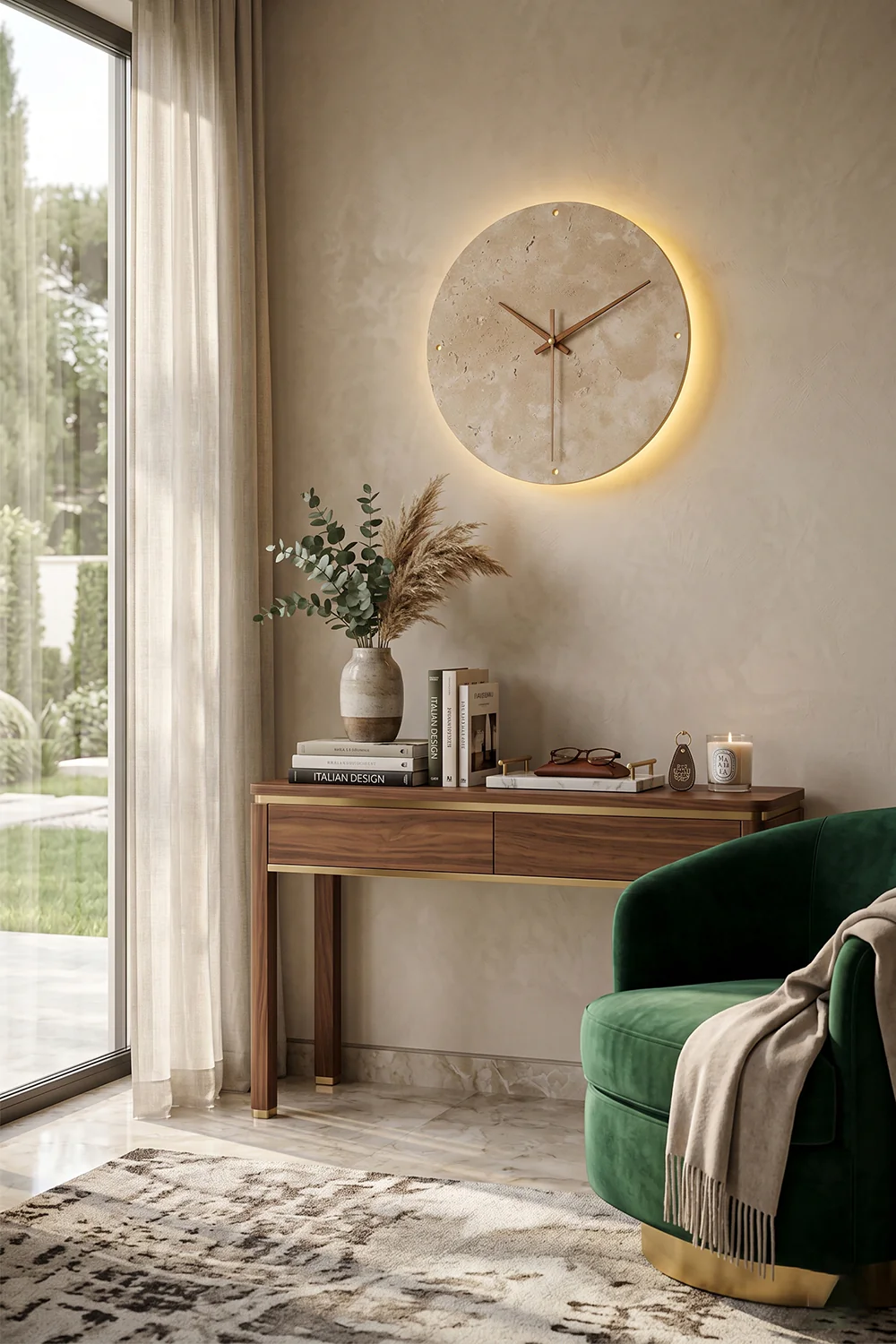 Temporal Epoch Travertine & Wood Wall Lamp - Image 6