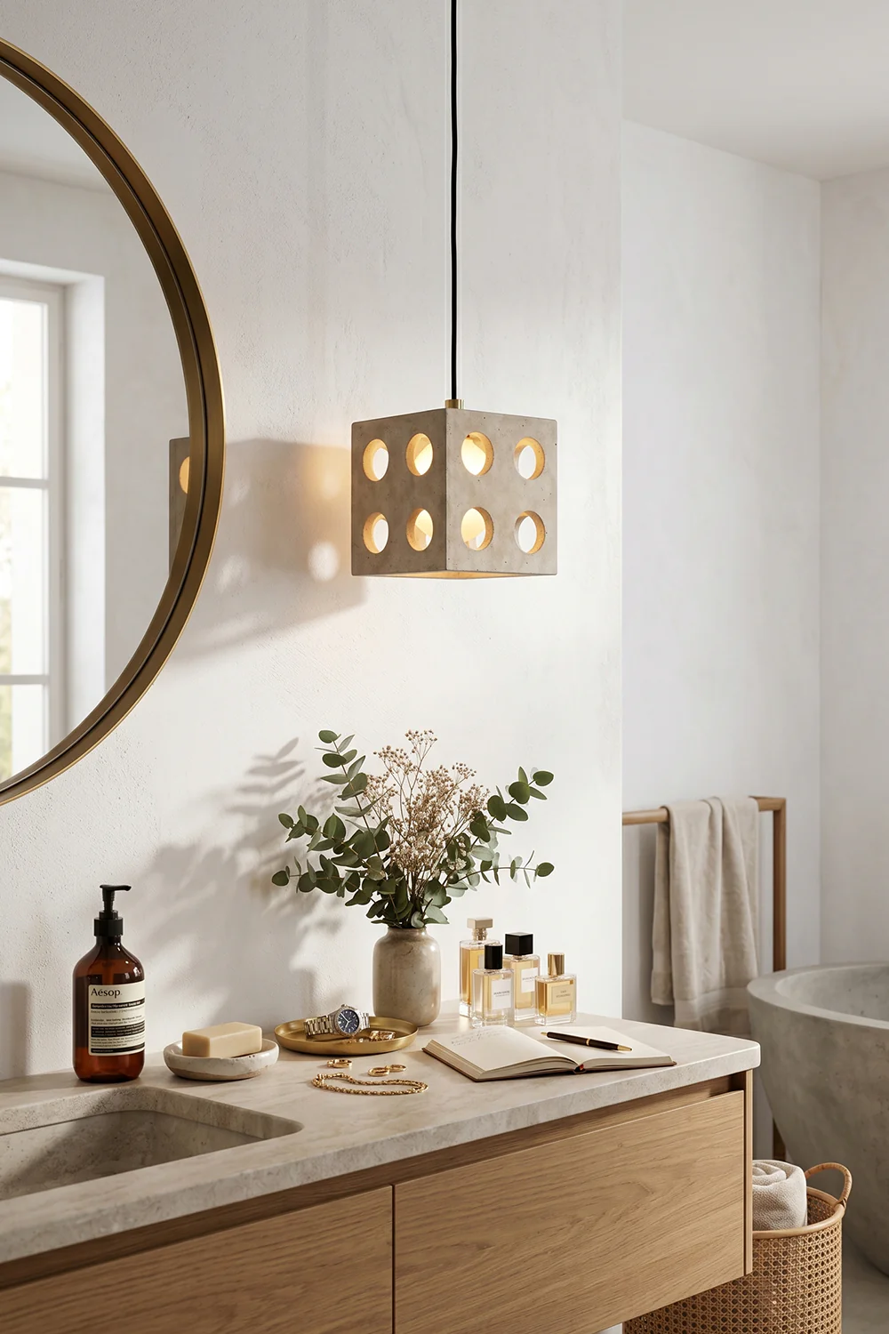 Terra Cube Travertine Pendant Light - Image 6