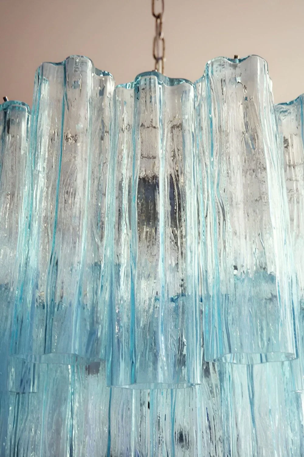 Three-tier Art Venetian blue glass chandelier - Image 12