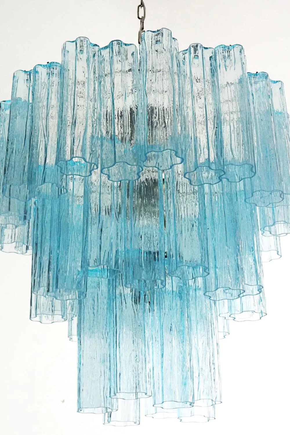 Three-tier Art Venetian blue glass chandelier - Image 13