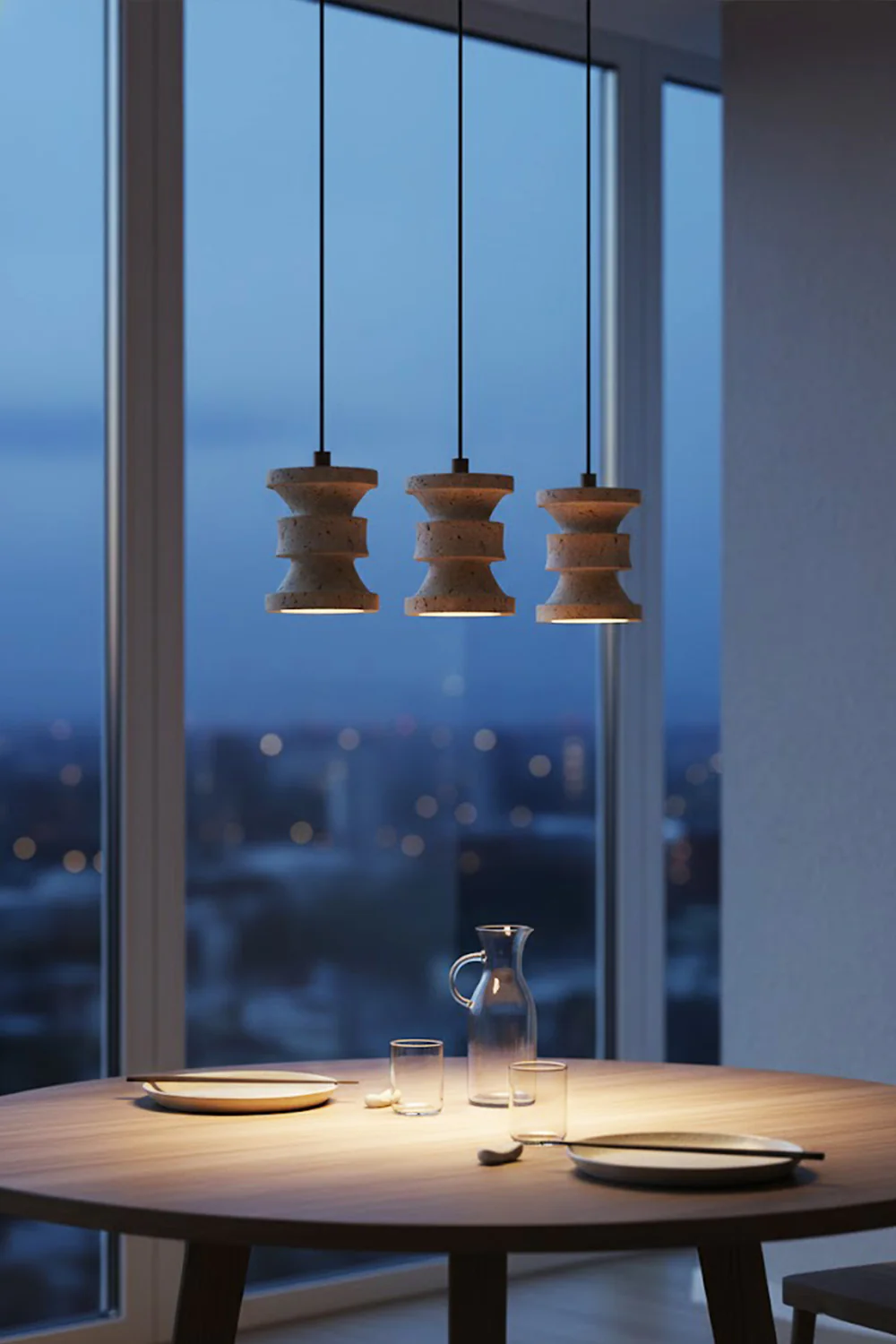 Travertine Carved Pendant Light - Image 4