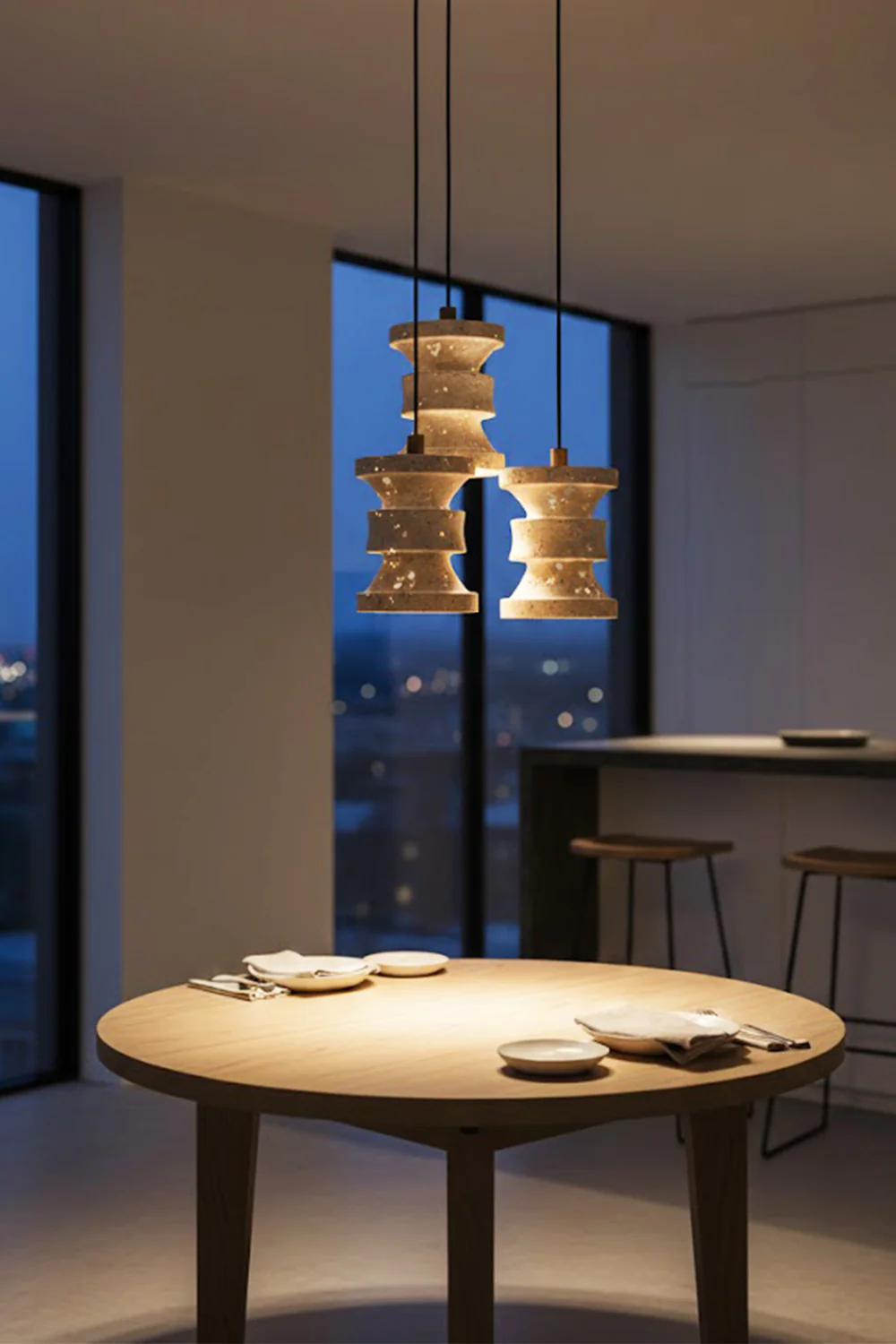 Travertine Carved Pendant Light - Image 6