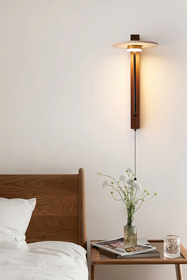 Travertine Disc Arm Wall Lamp - Image 3