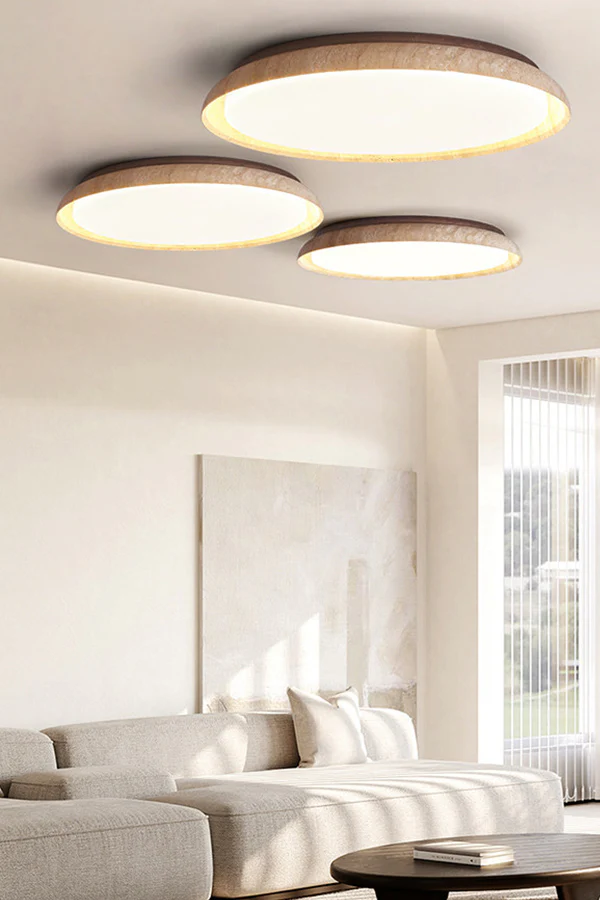 Travertine Round Flush Mount Ceiling Light - Image 10