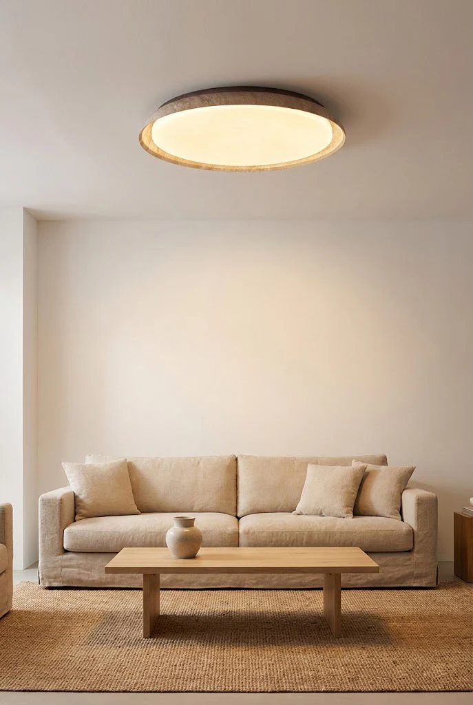 Travertine Round Flush Mount Ceiling Light - Image 6
