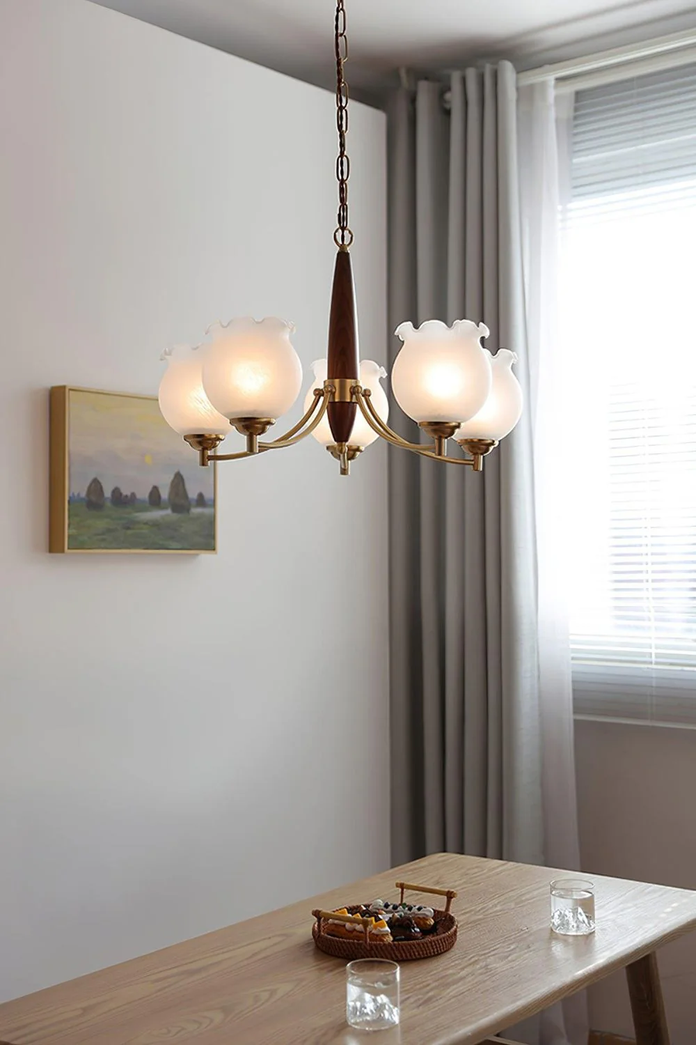 Tulips Glass Wood Chandelier - Image 11
