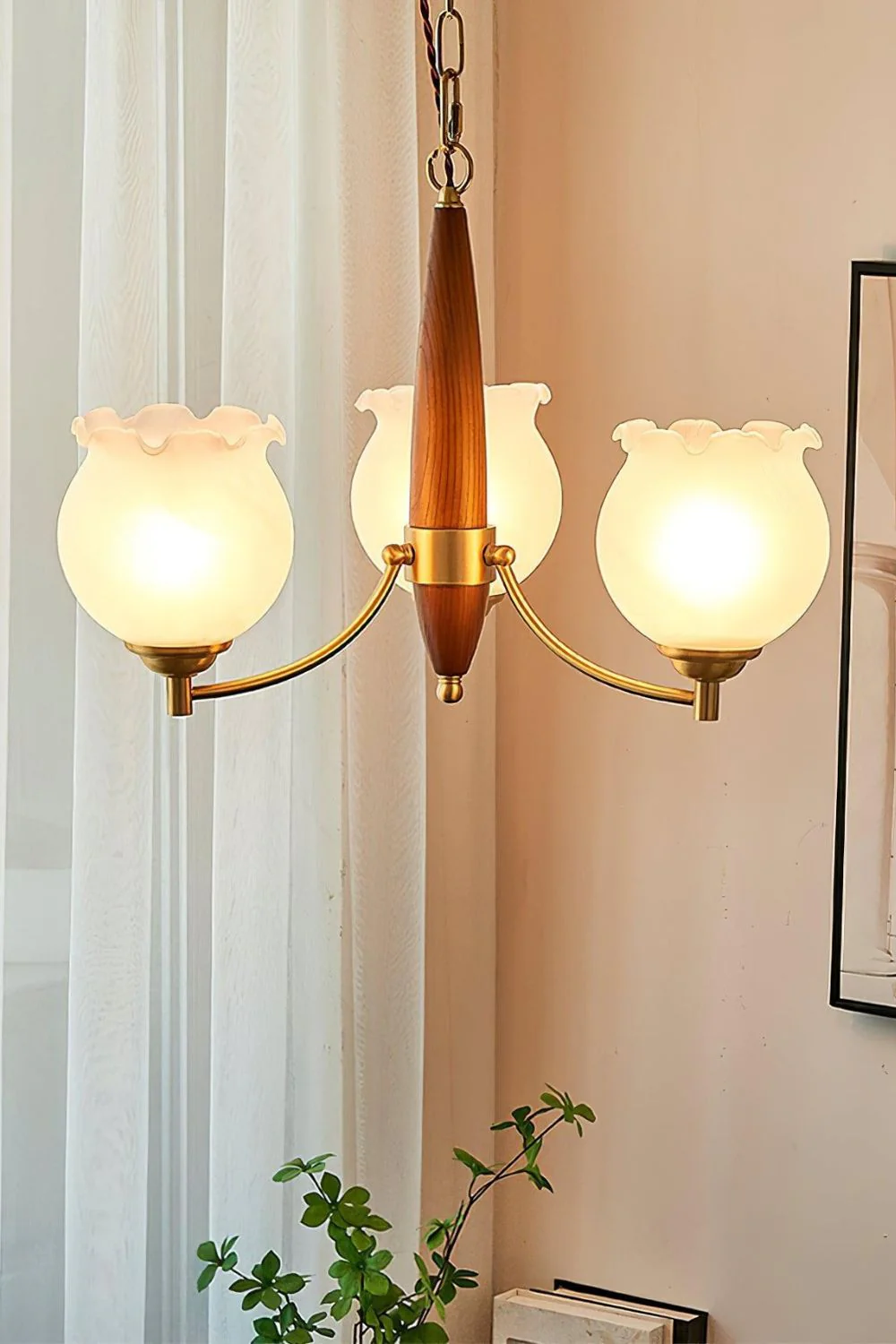 Tulips Glass Wood Chandelier - Image 3