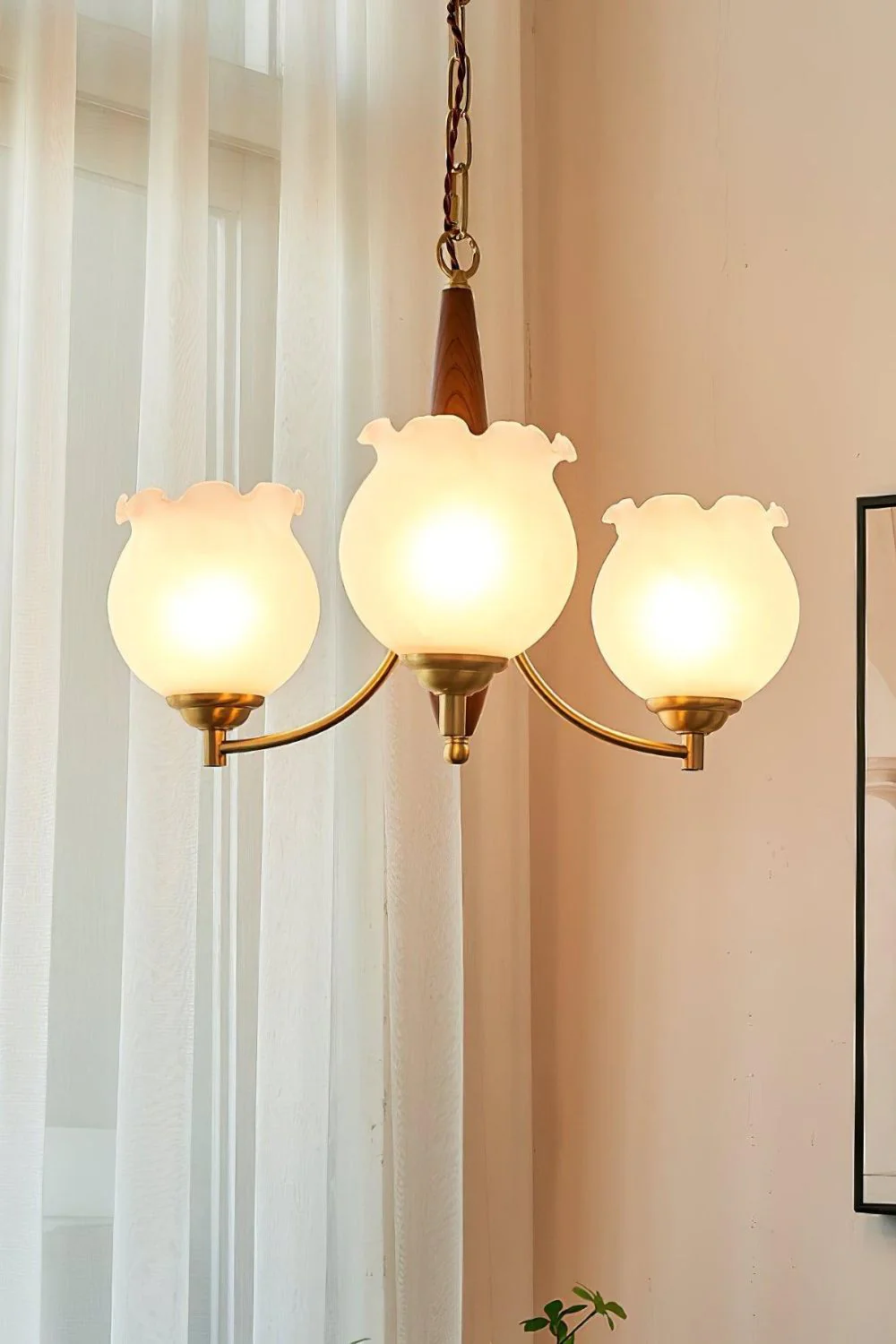 Tulips Glass Wood Chandelier - Image 5