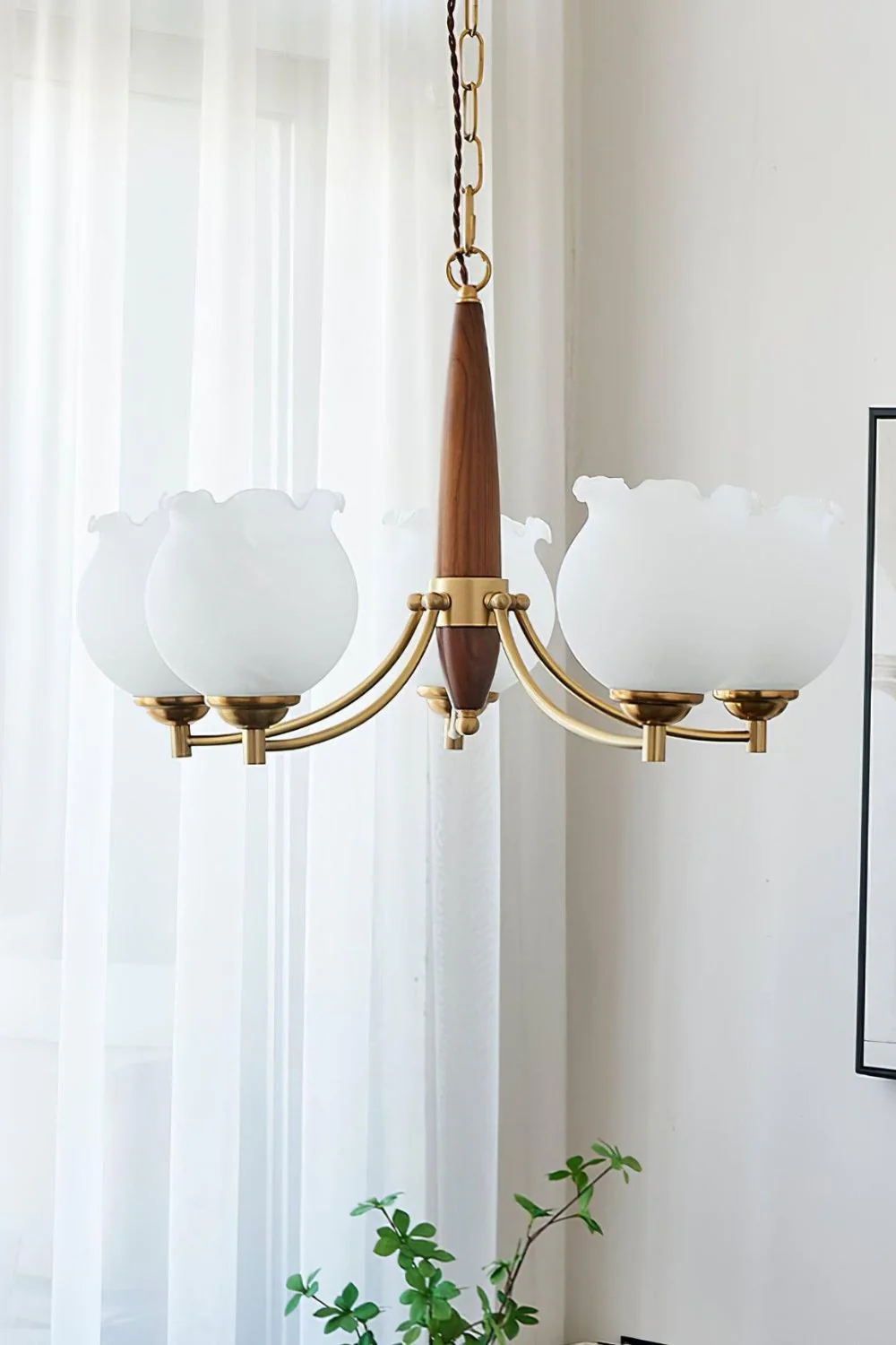 Tulips Glass Wood Chandelier - Image 7