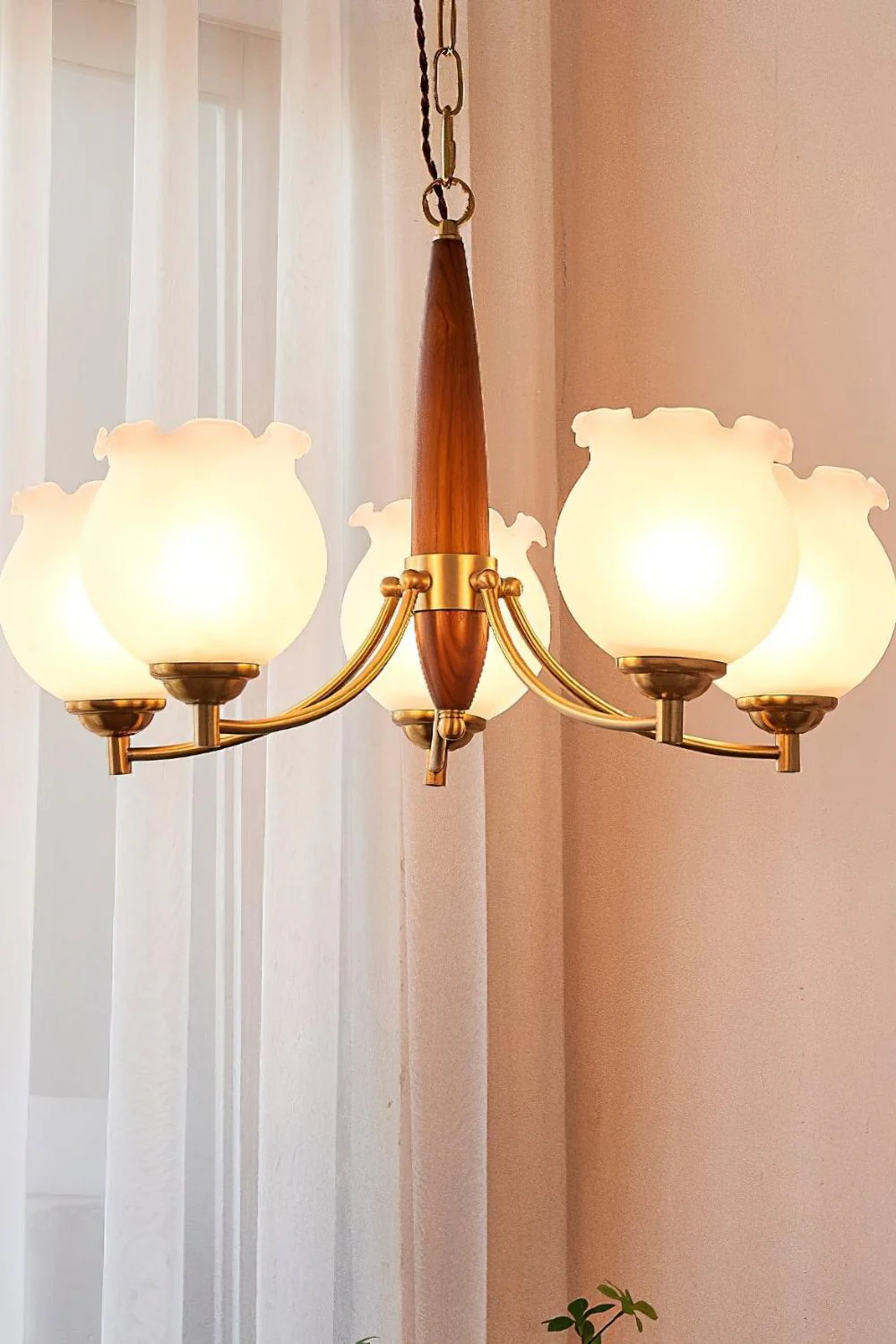 Tulips Glass Wood Chandelier - Image 8