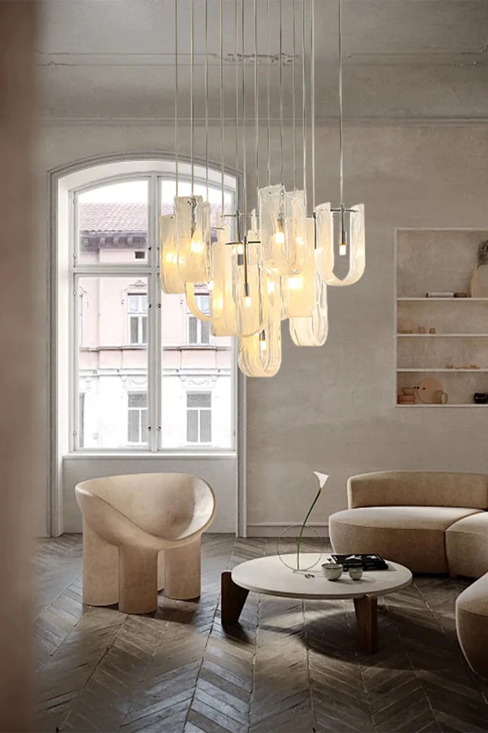 U-shaped Fog Glass Chandelier - Image 3
