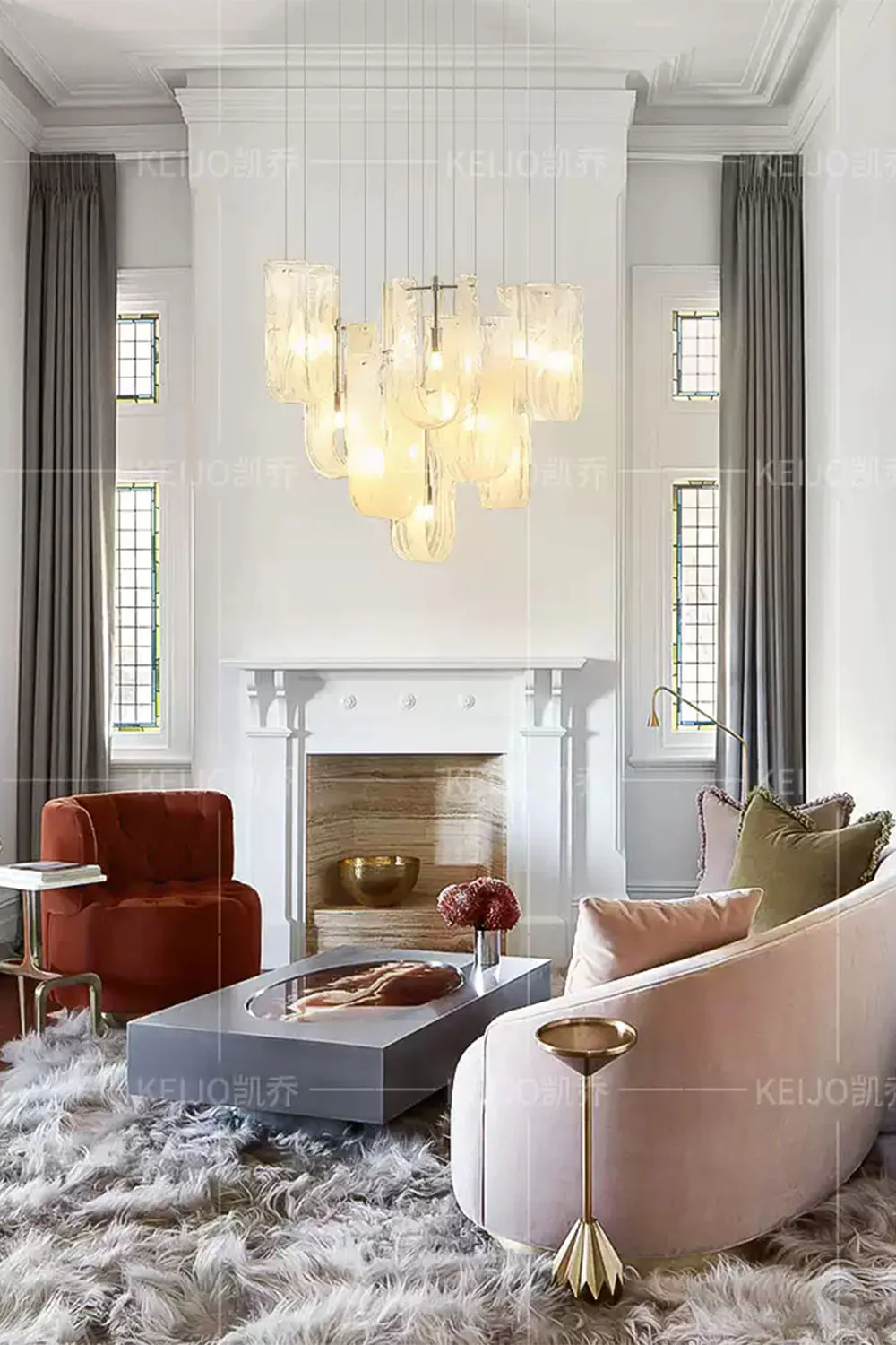 U-shaped Fog Glass Chandelier - Image 5