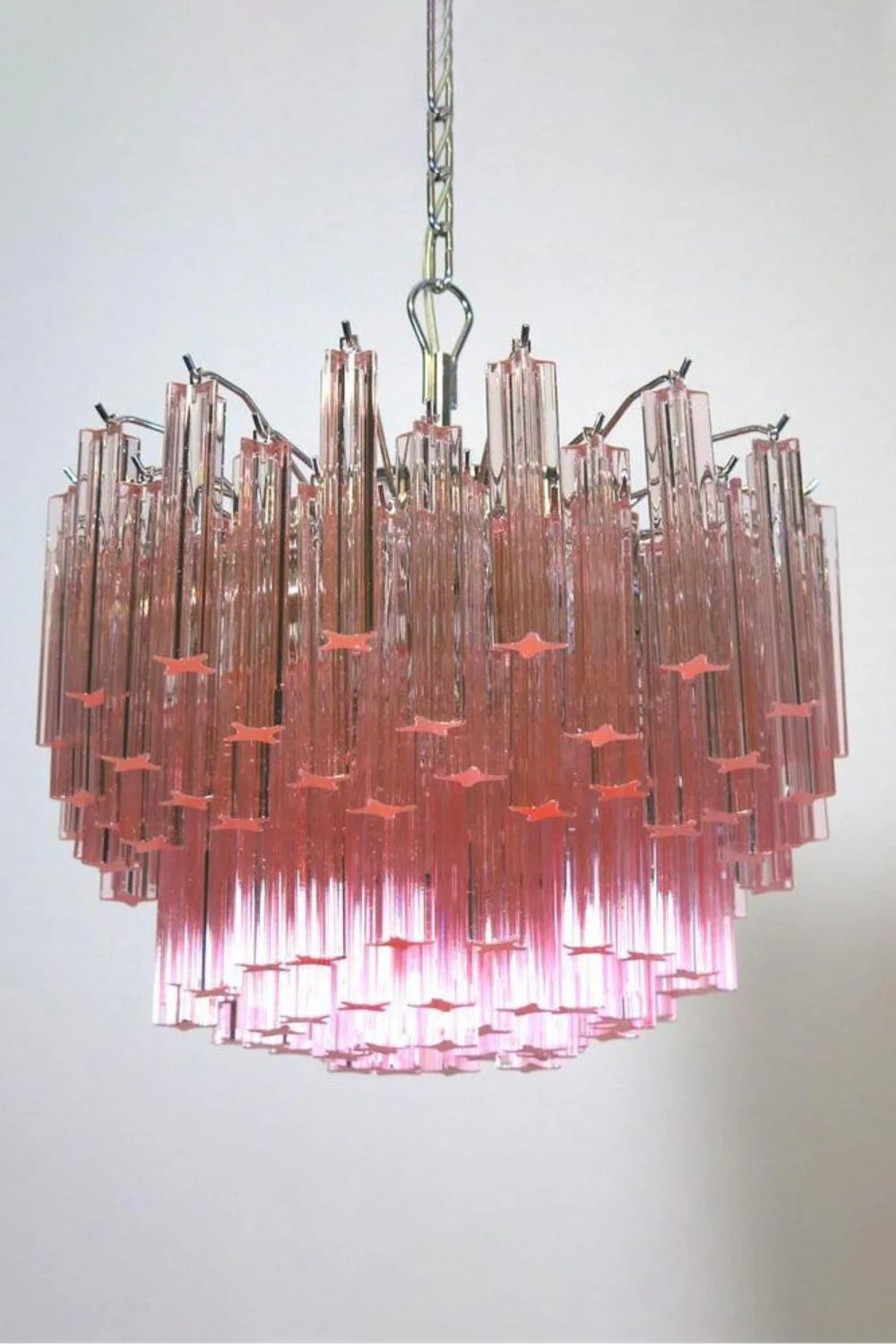 Venetian Pink Crystal Tube Art Chandelier - Image 13