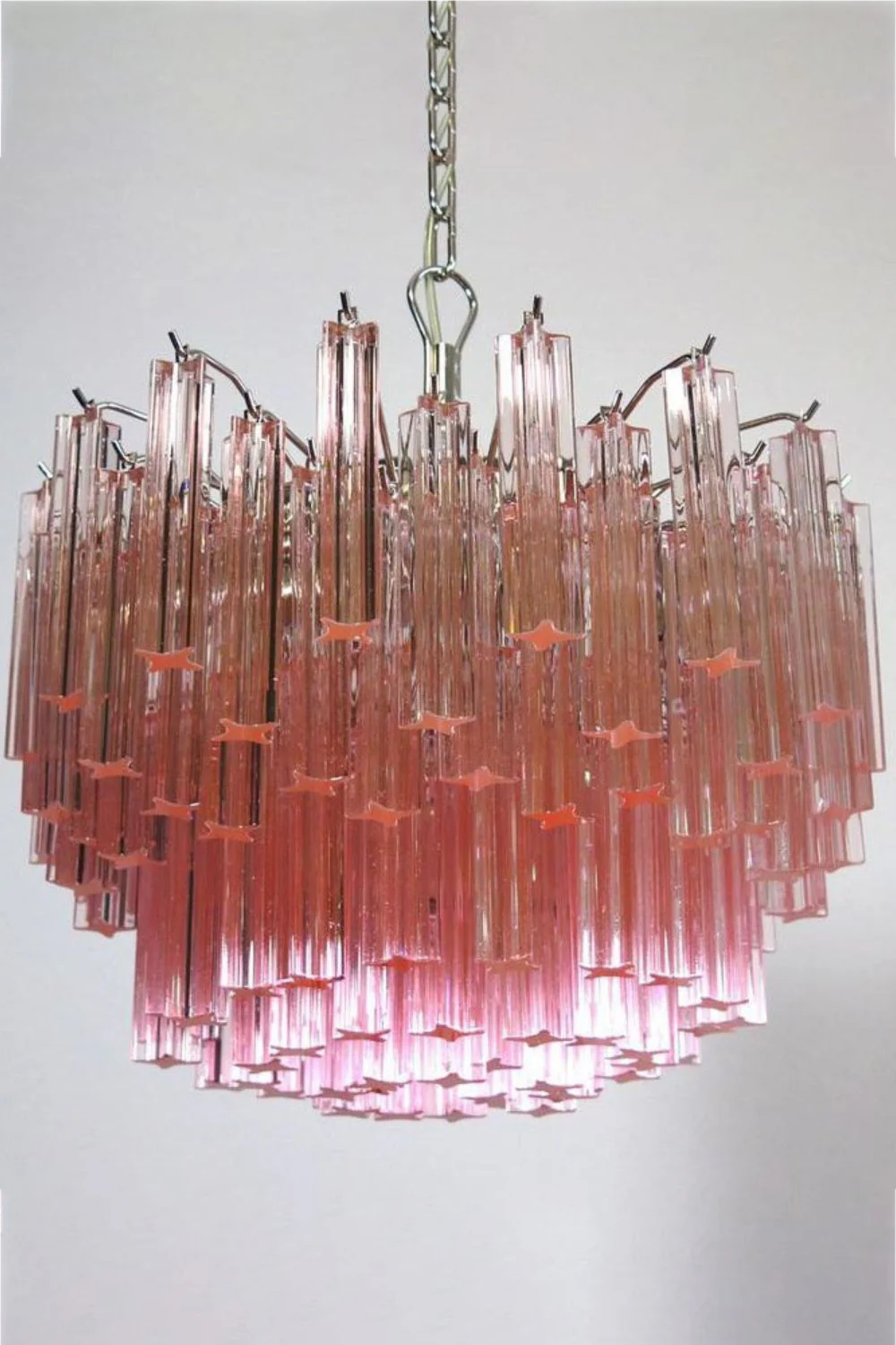 Venetian Pink Crystal Tube Art Chandelier - Image 14