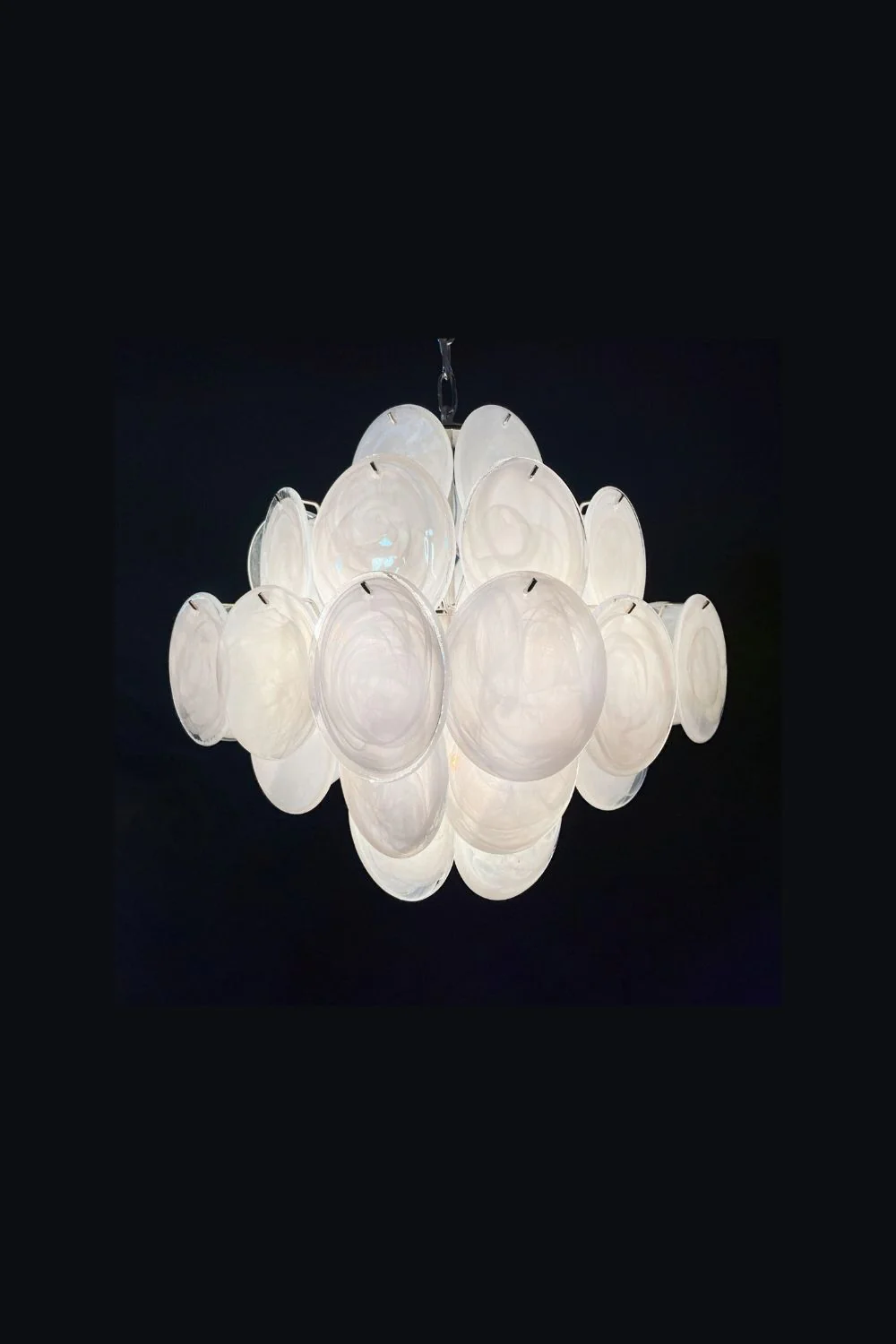 Vintage Art White Glass Disks Chandelier - Image 11