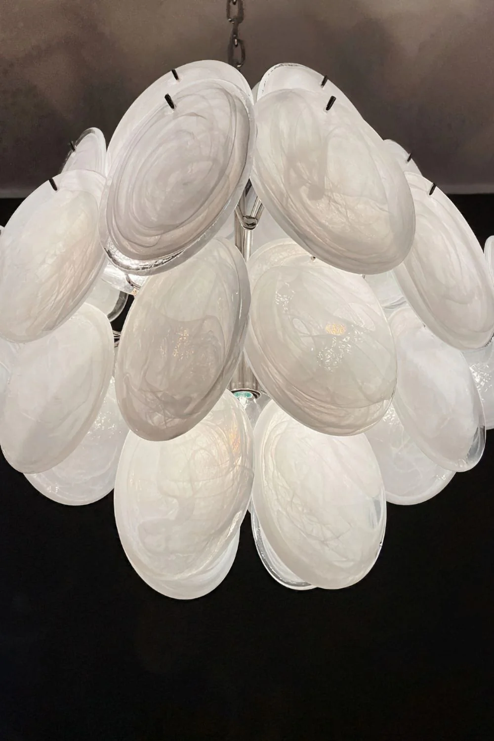 Vintage Art White Glass Disks Chandelier - Image 17