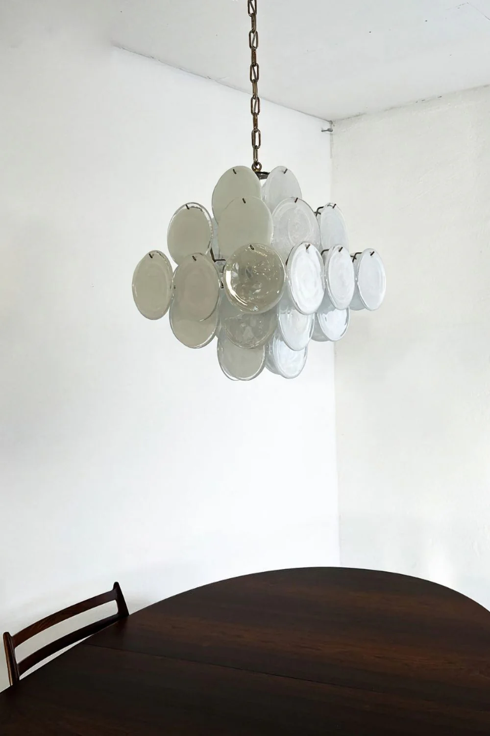 Vintage Art White Glass Disks Chandelier - Image 7
