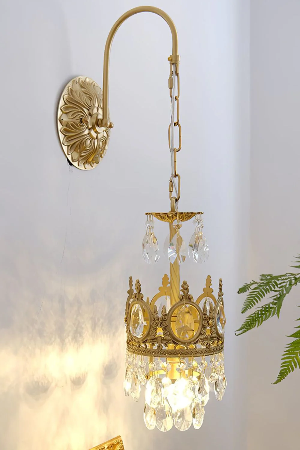Vintage Crystal Crown Sconce - Image 13