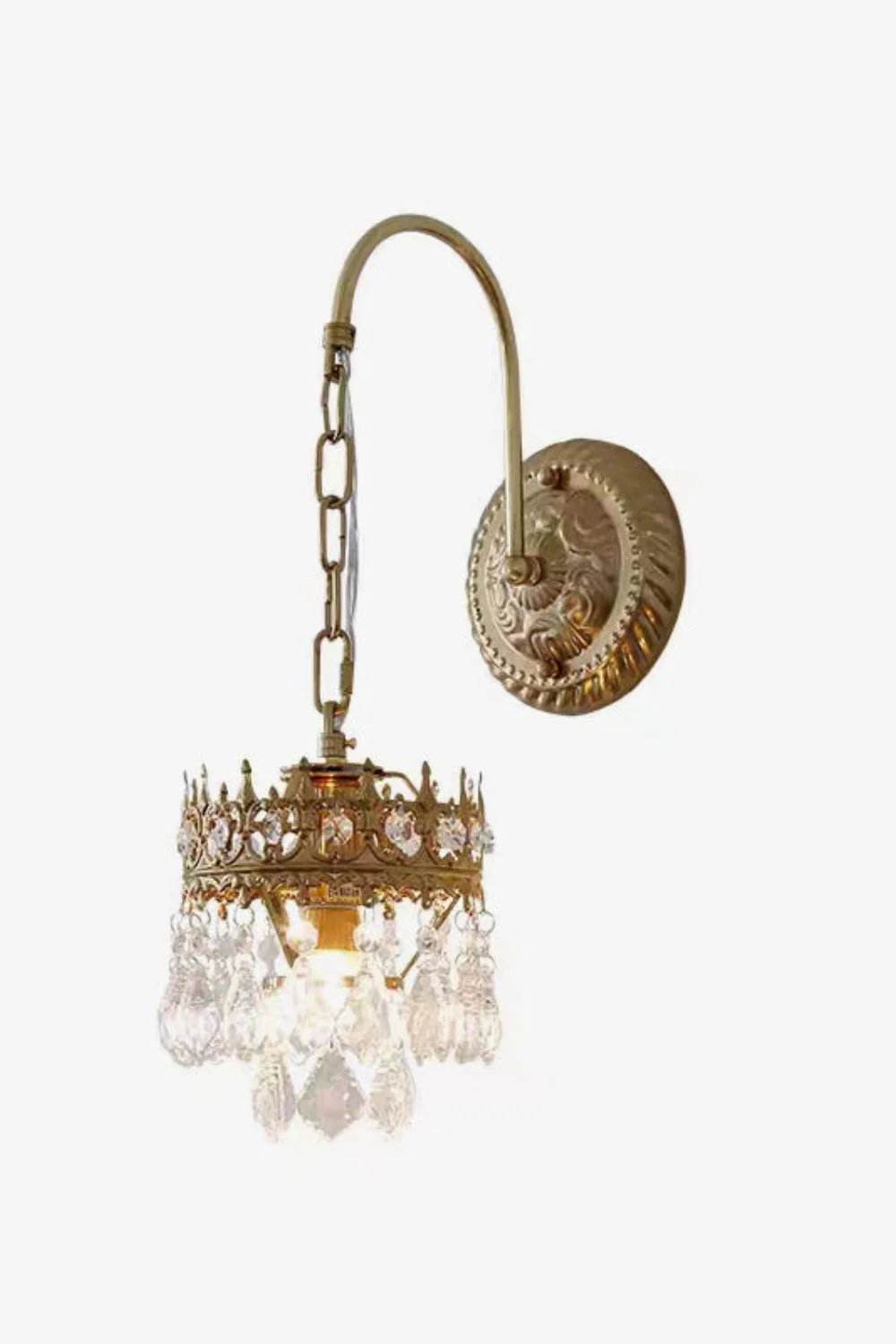 Vintage Crystal Crown Sconce - Image 15