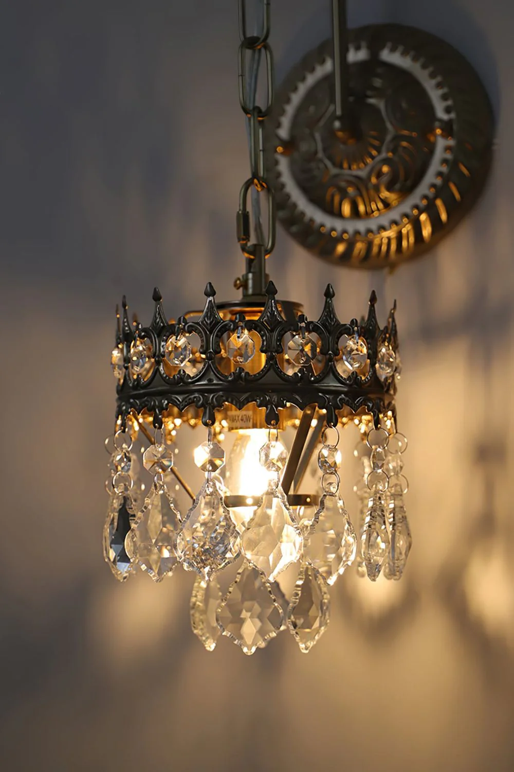 Vintage Crystal Crown Sconce - Image 28