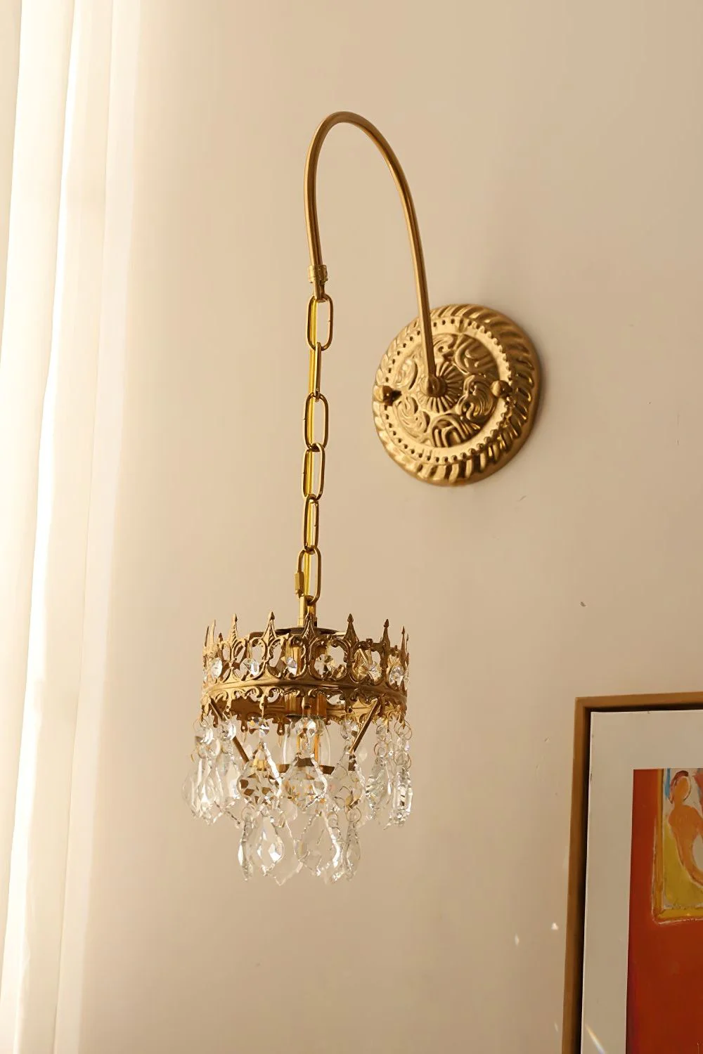 Vintage Crystal Crown Sconce - Image 4