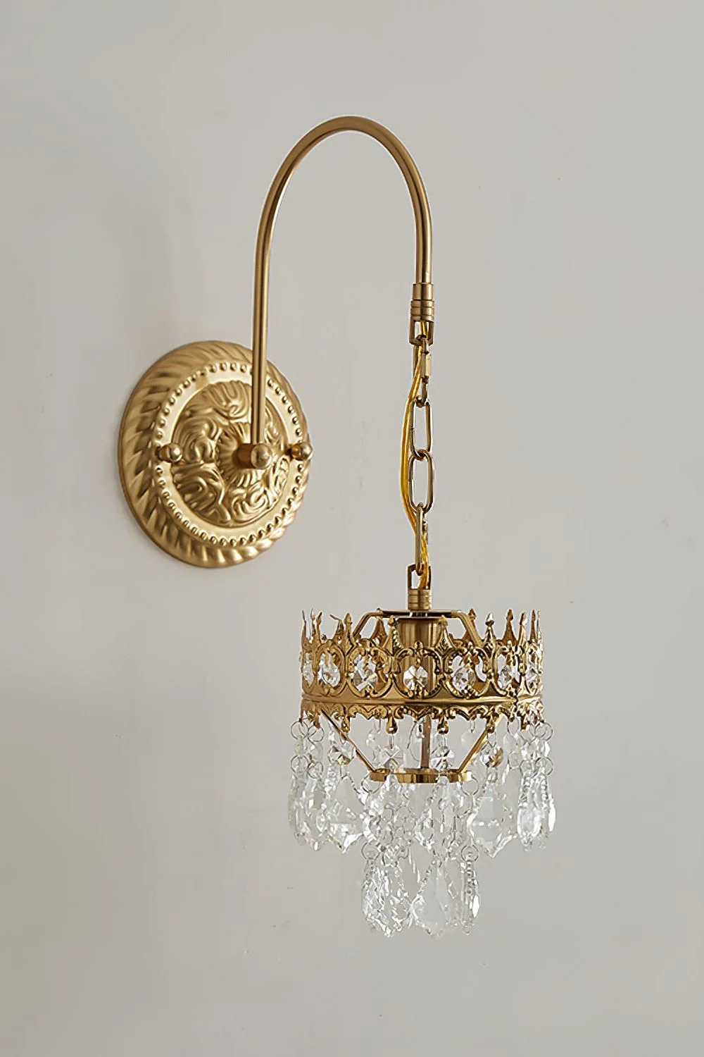 Vintage Crystal Crown Sconce - Image 7