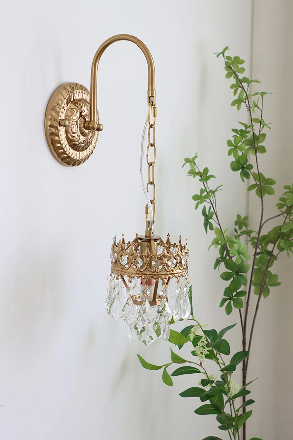 Vintage Crystal Crown Sconce - Image 9