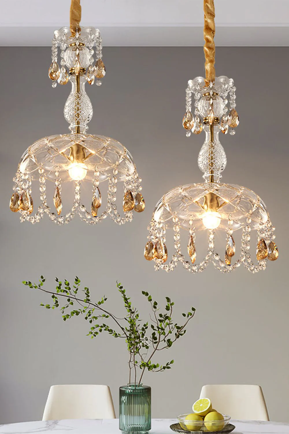Vintage Crystal Rondelle Chandelier Pendant Light - Image 5