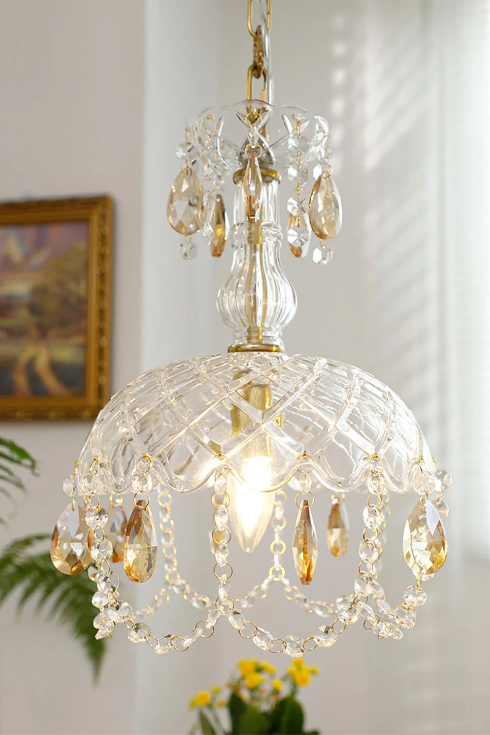 Vintage Crystal Rondelle Chandelier Pendant Light - Image 8