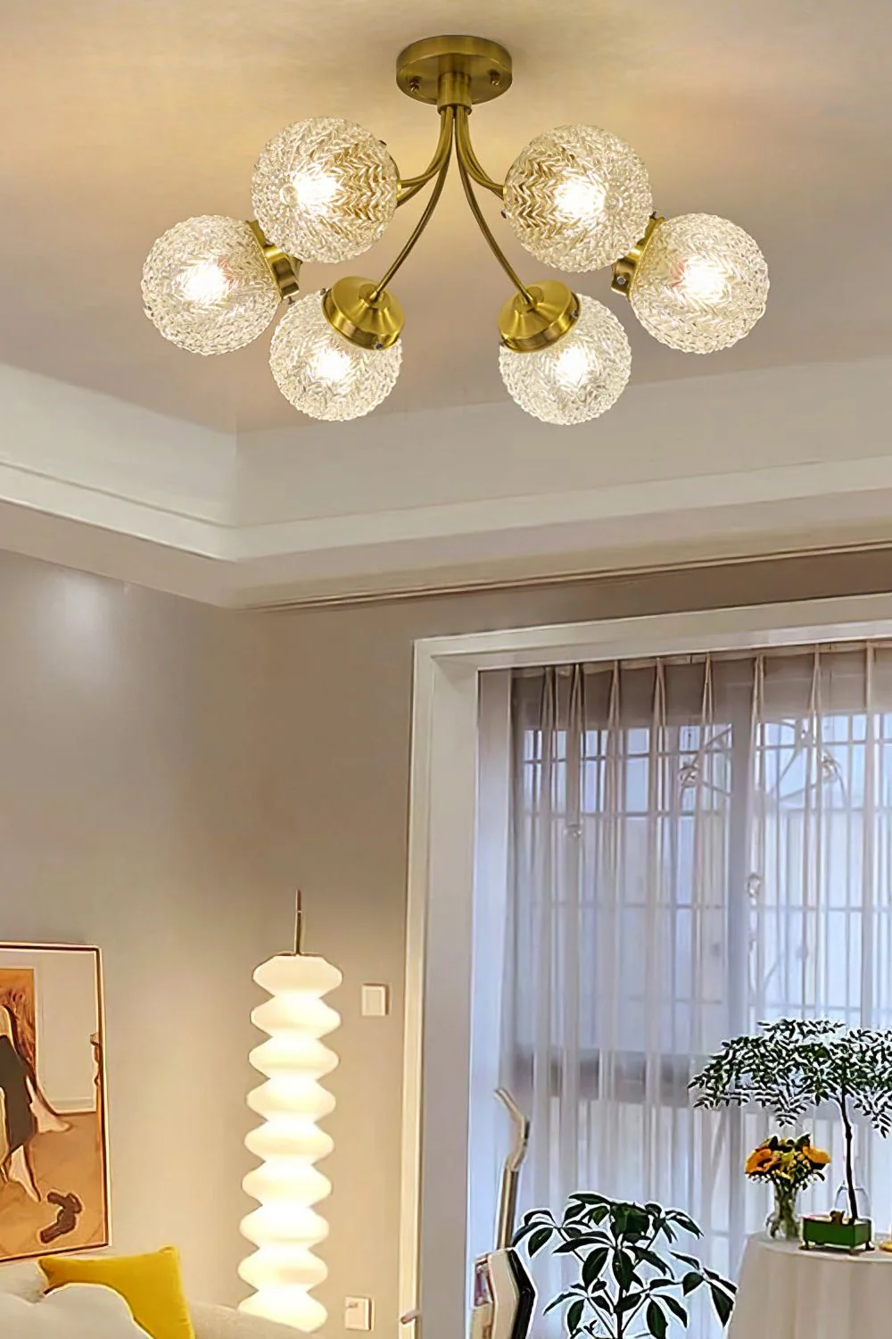 Vintage Glass Ceiling Lamp - Image 3