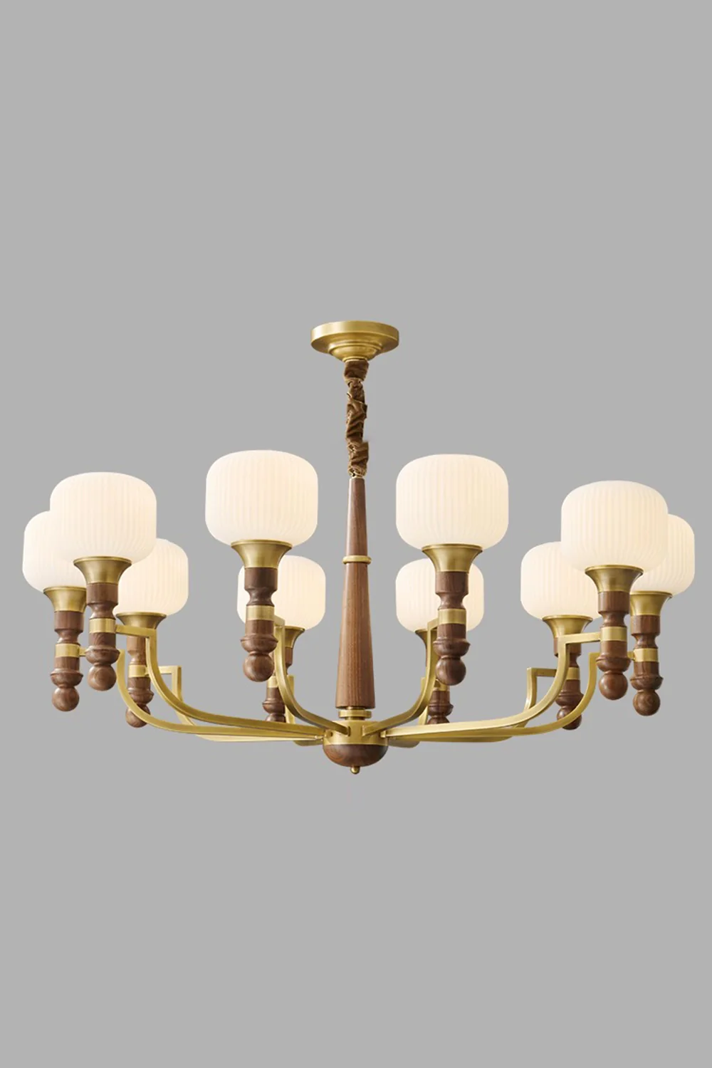 Vintage Glass Walnut Chandelier - Image 10