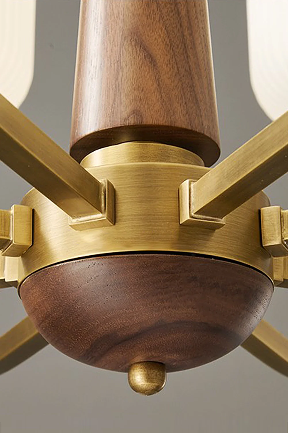 Vintage Glass Walnut Chandelier - Image 12